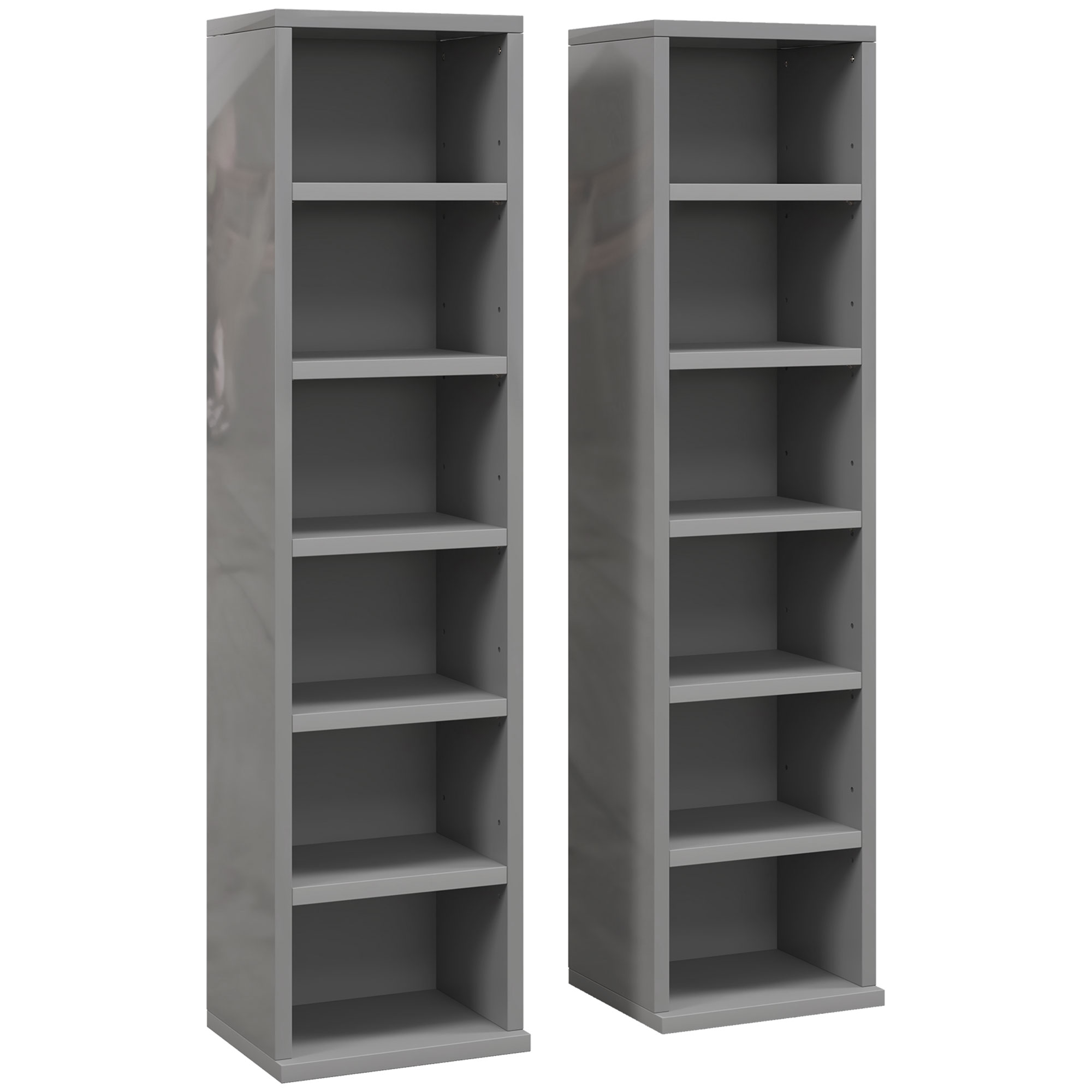 Winheir High Gloss Grey Particle Board Bookcase Set of 2 - 21cm