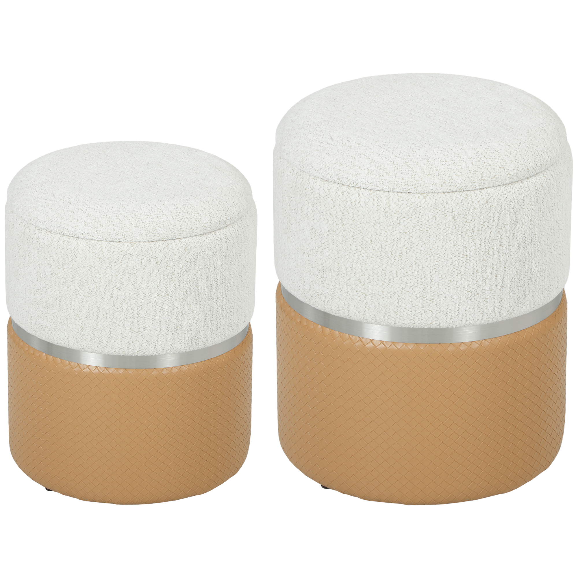 Ashwold Brown Multilayer Board Ottoman with Storage Set of 2 - 36cm