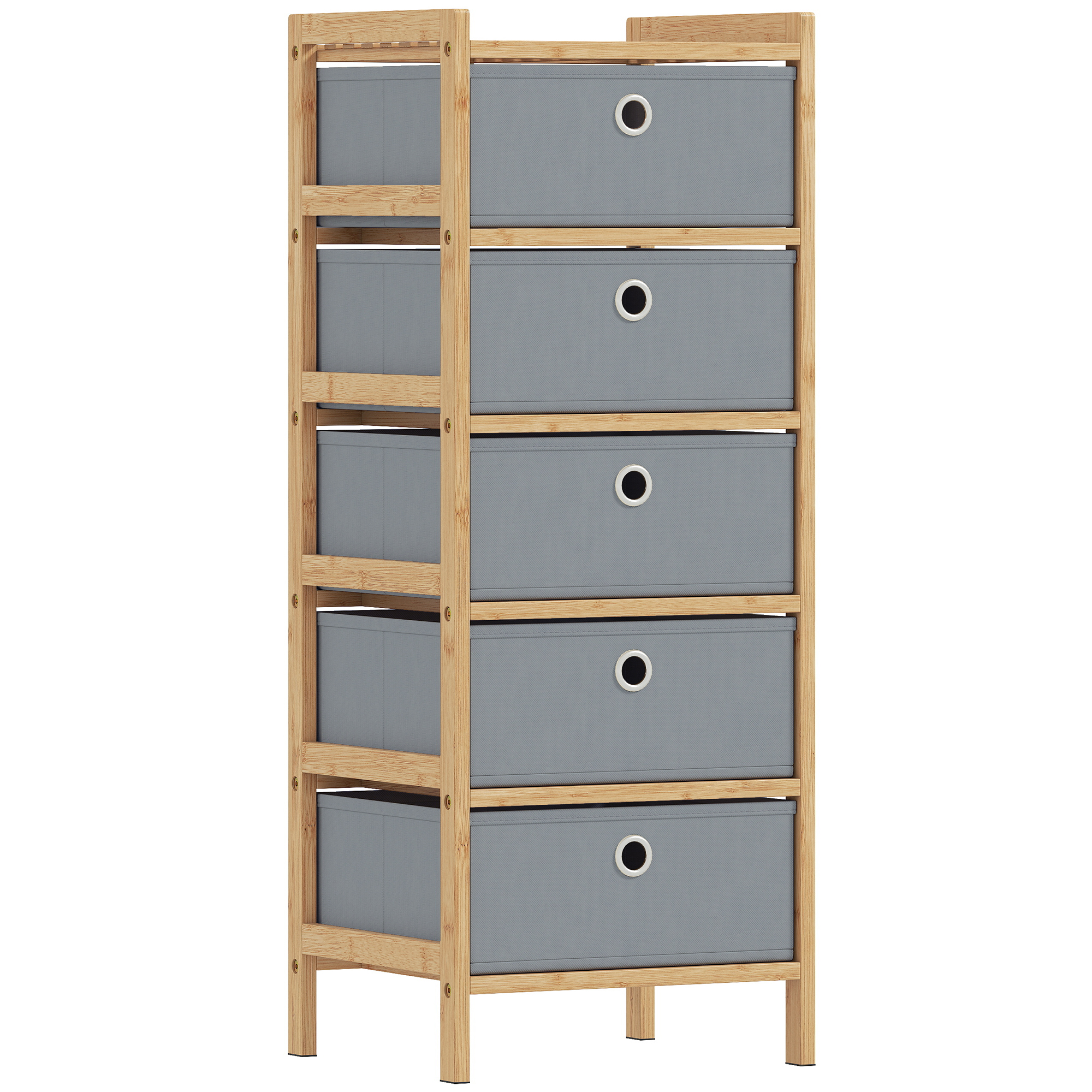 Elmmoor Light Grey Fabric Chest of Drawers - Medium-sized, 5 Drawers