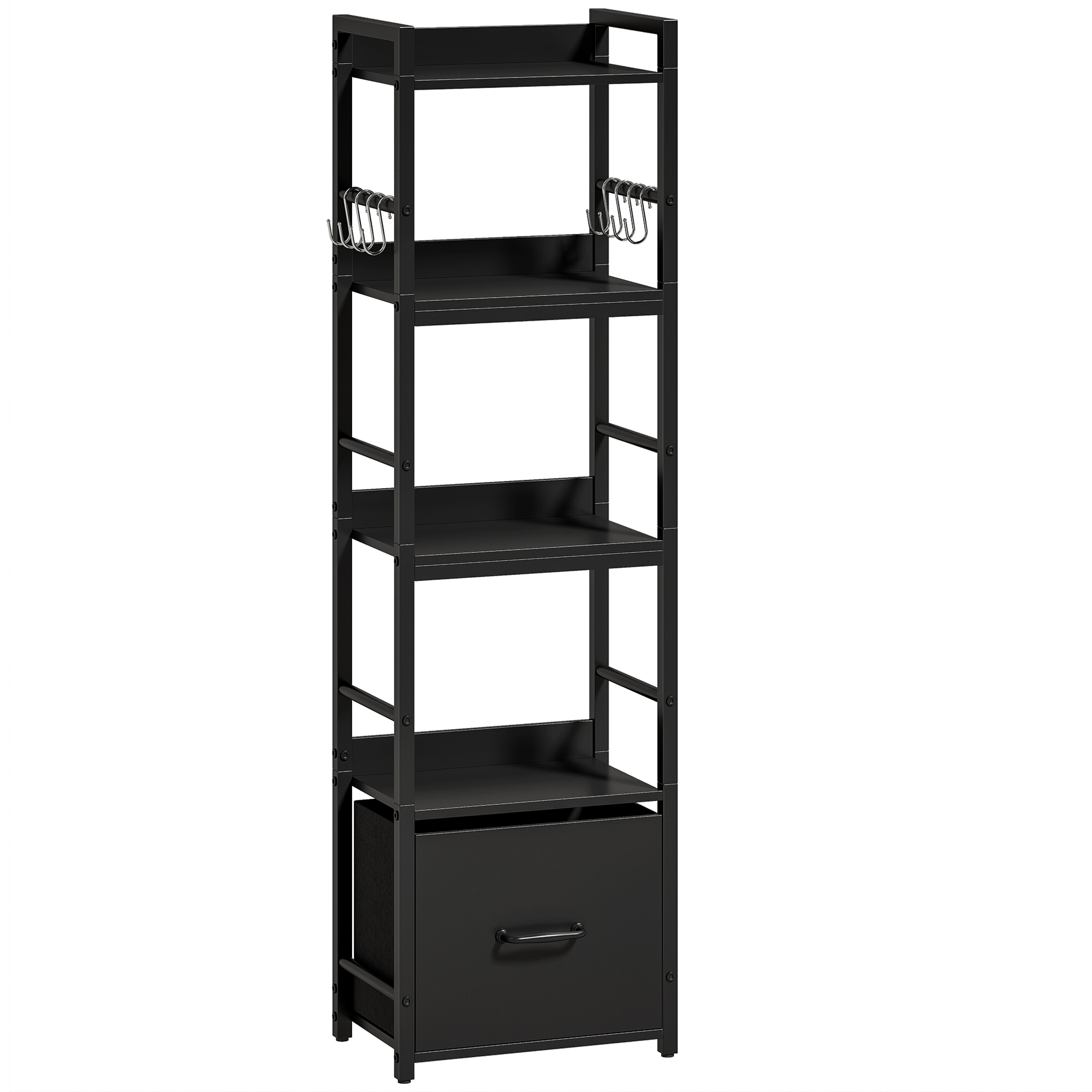 Roswood Black Metal 4 Tier Bookcase - 39cm