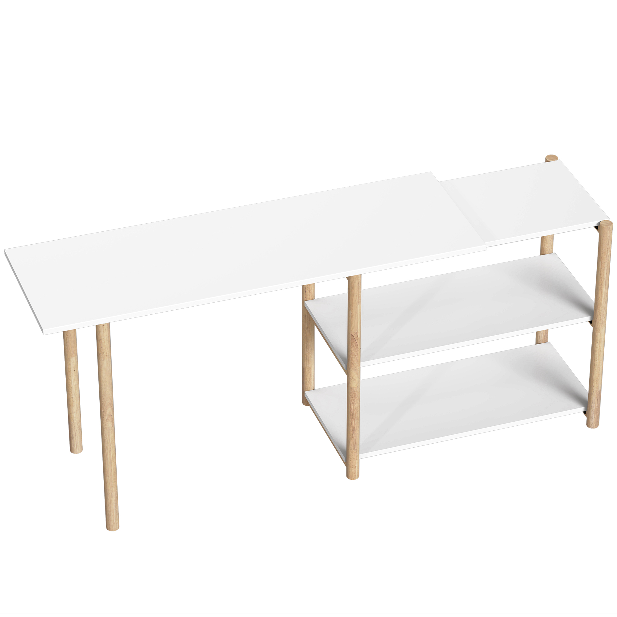 Cavier White Desk with Storage Shelves - 148cm