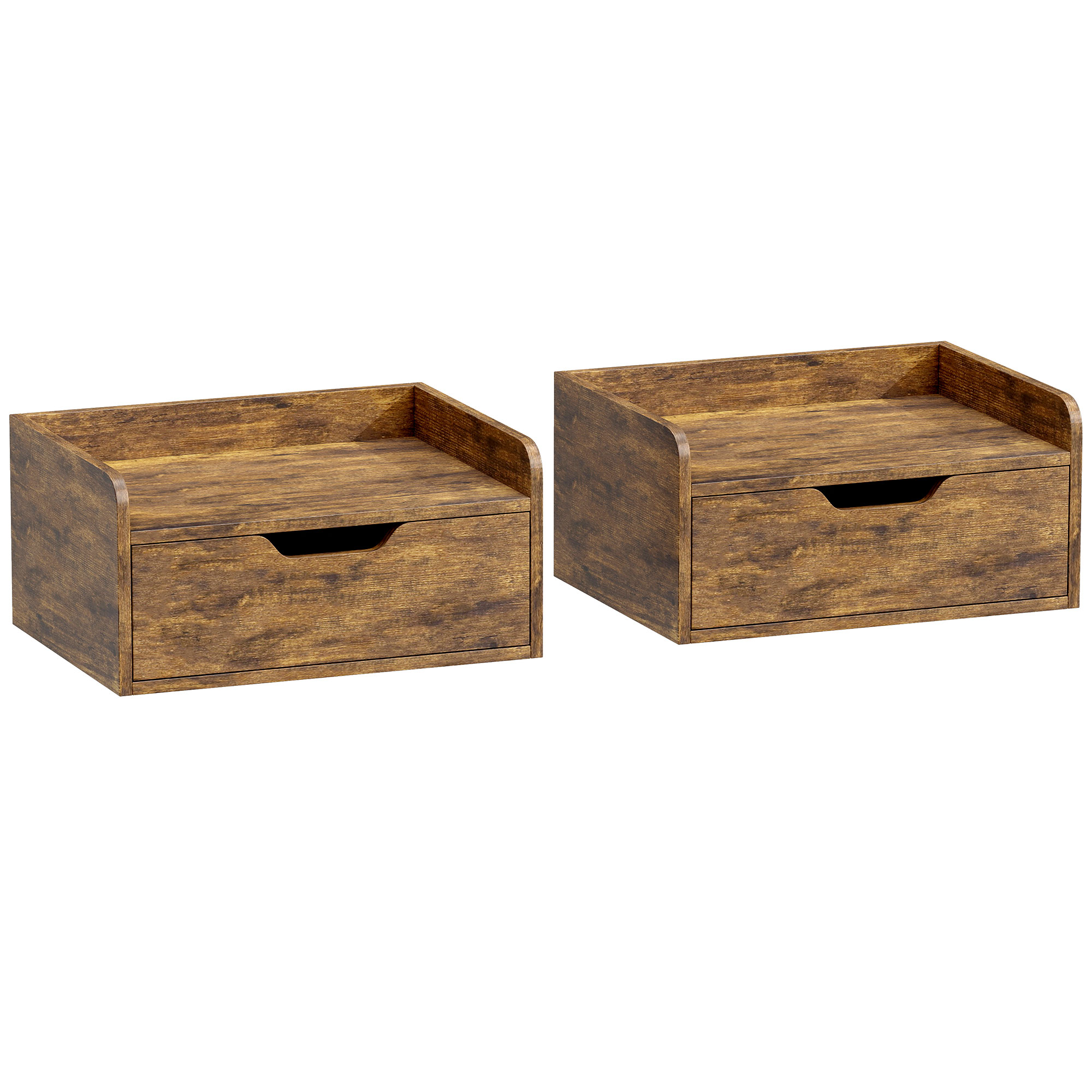 Yordene Rustic Brown Bedside Table Set of 2 - 40cm