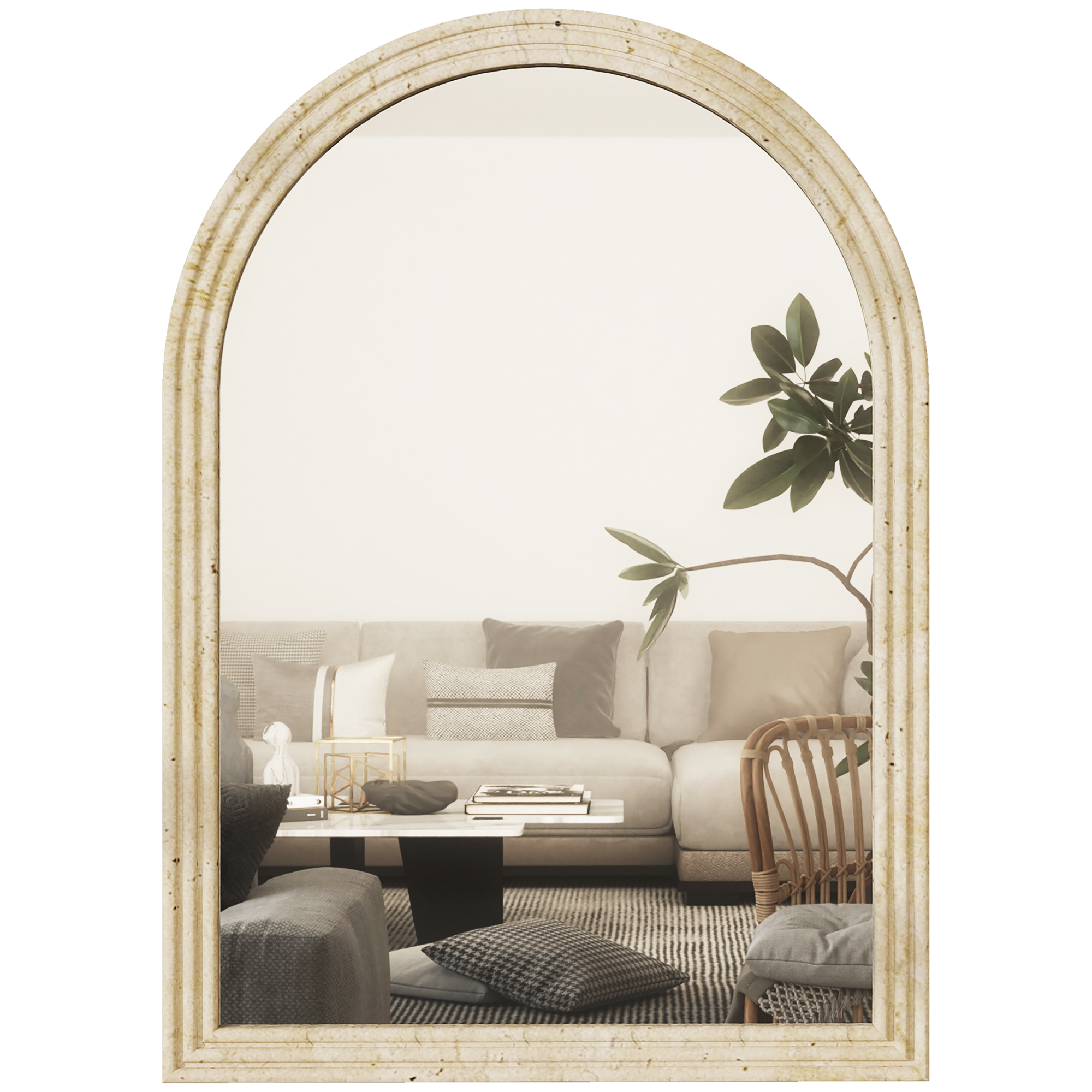Luxix Beige Glass Wall Mirror - 50cm