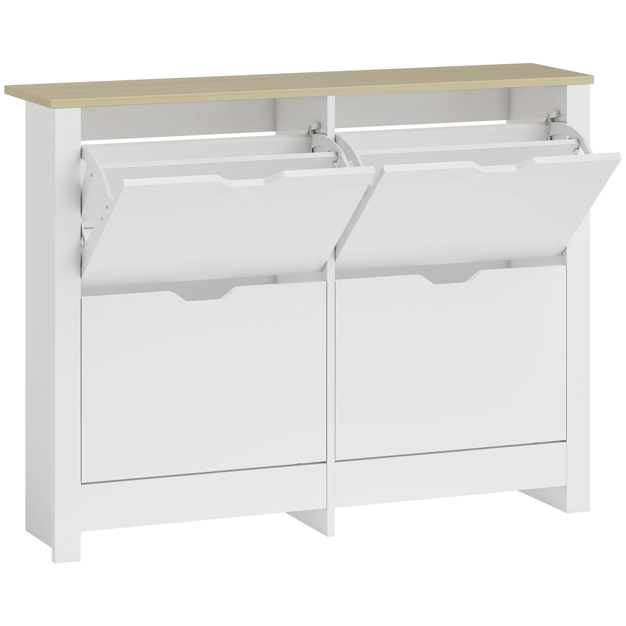Winloft White Shoe Cabinet with 4 Flip Drawers - Medium-sized - 105cm