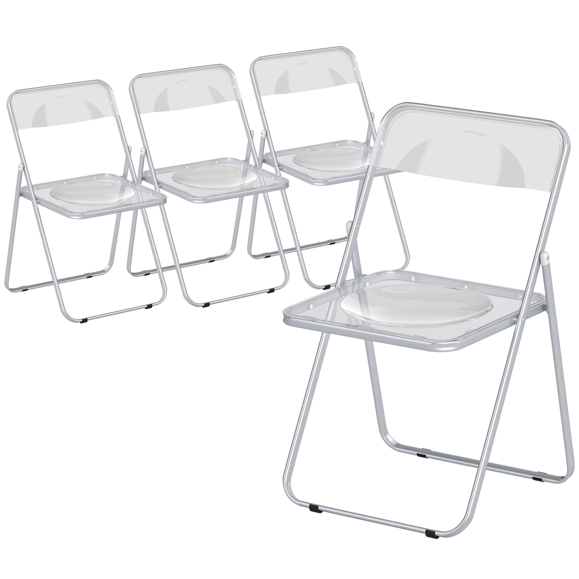 Zenar Clear Steel Folding Dining Chair Set of 4 - 47cm