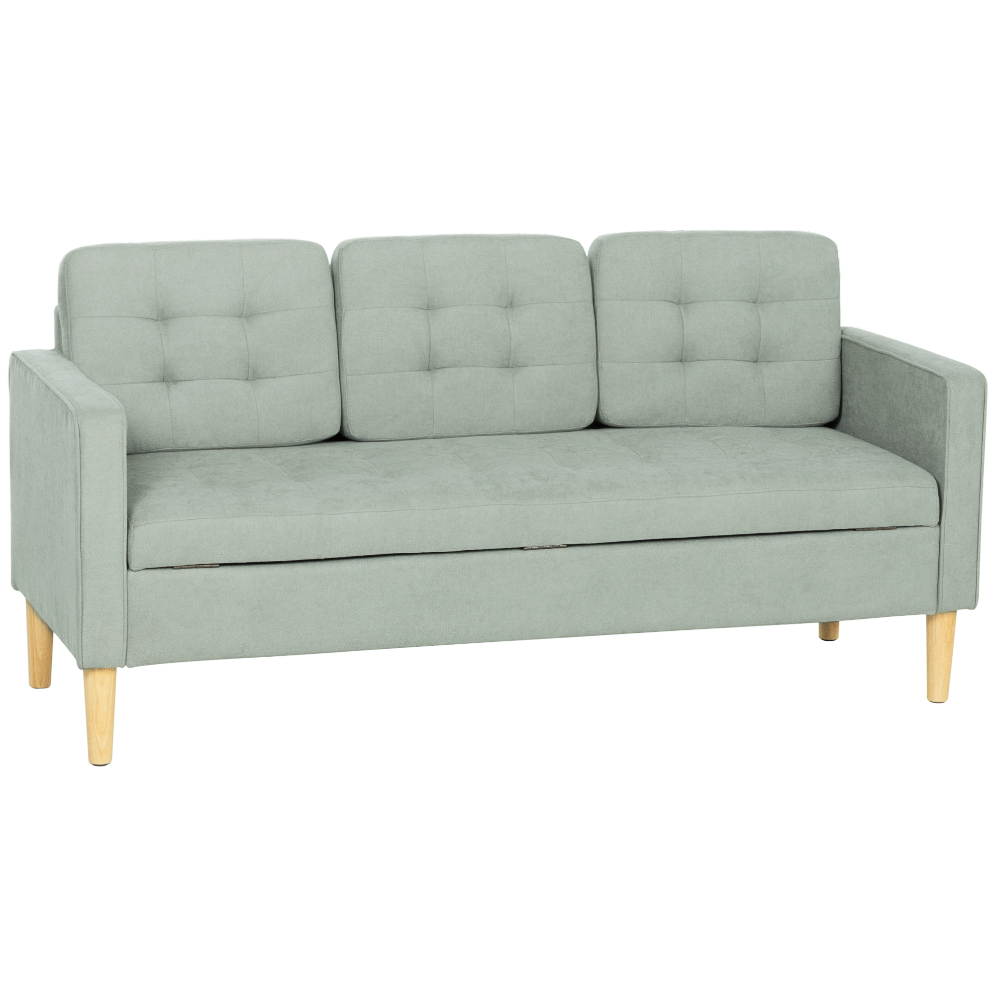 Luxvale Wood 3 Seater Sofa - Grey