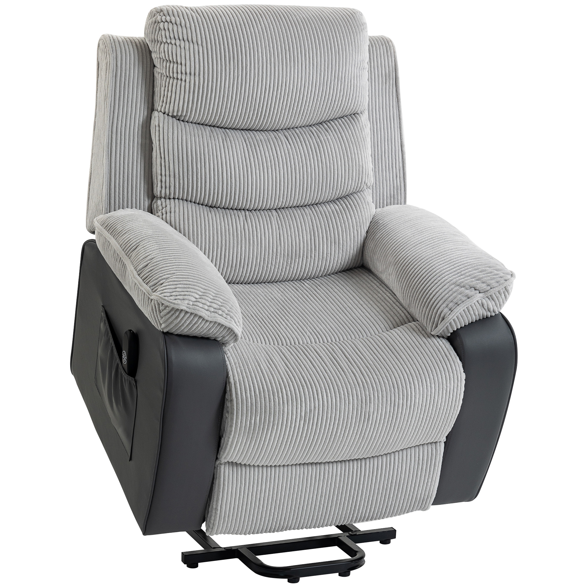 Pridene Steel Electric Lift Recliner Armchair - Light Grey