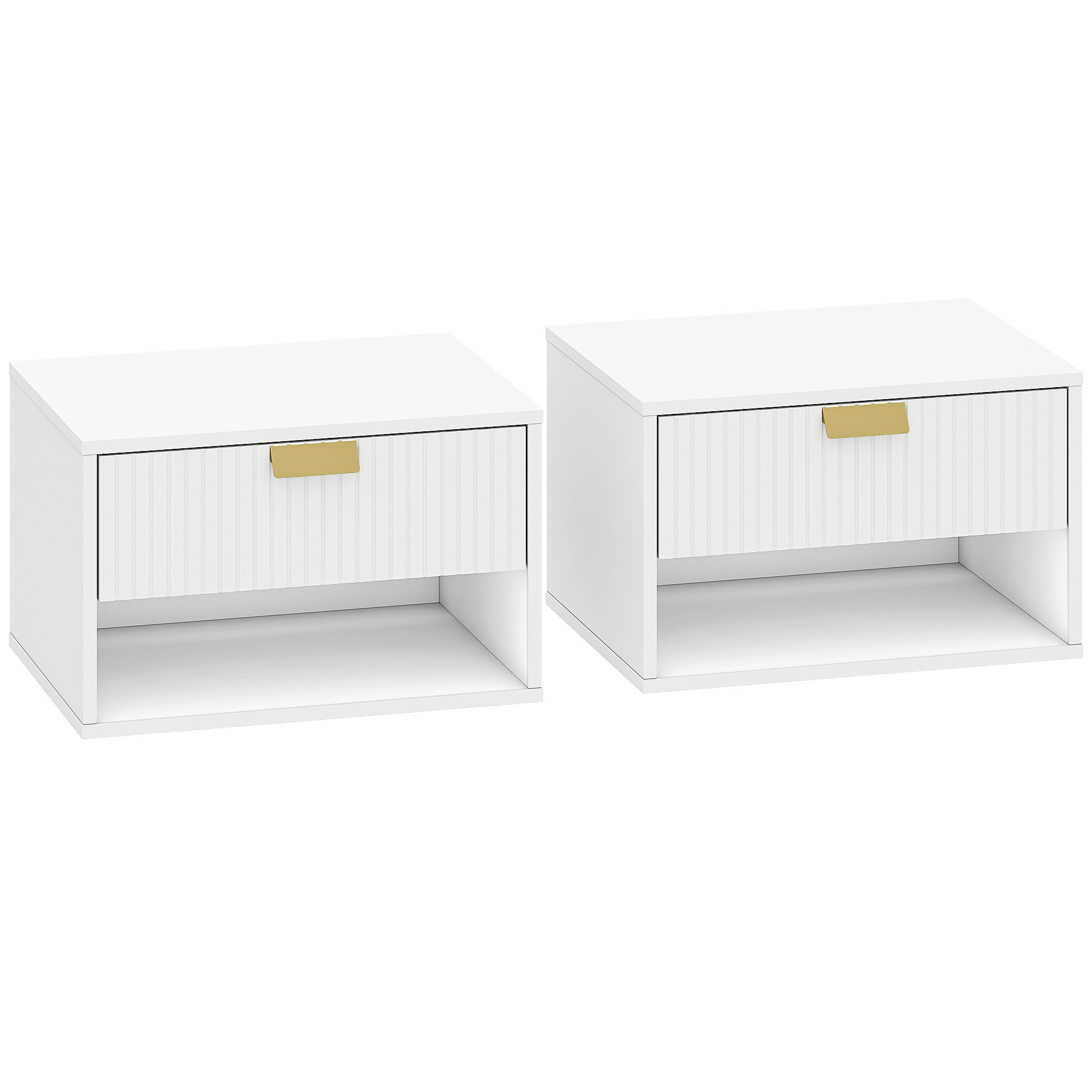 Priridg White Bedside Table Set of 2 - 40cm