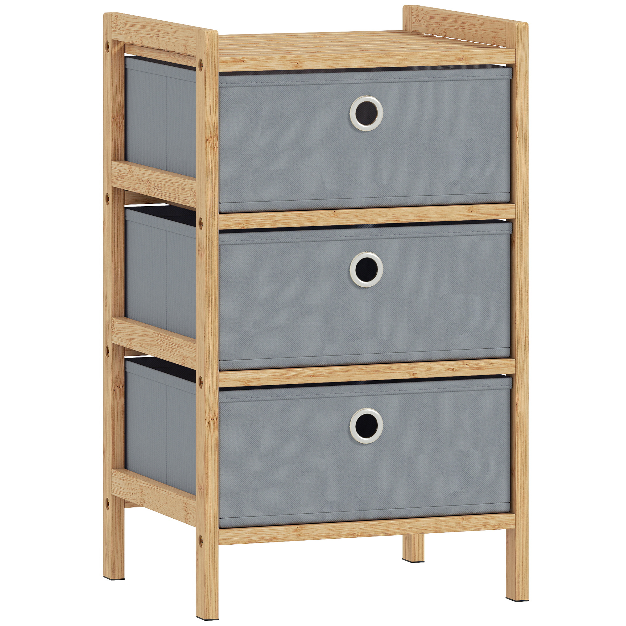 Elmmoor Light Grey Fabric Chest of Drawers - Small-sized, 3 Drawers