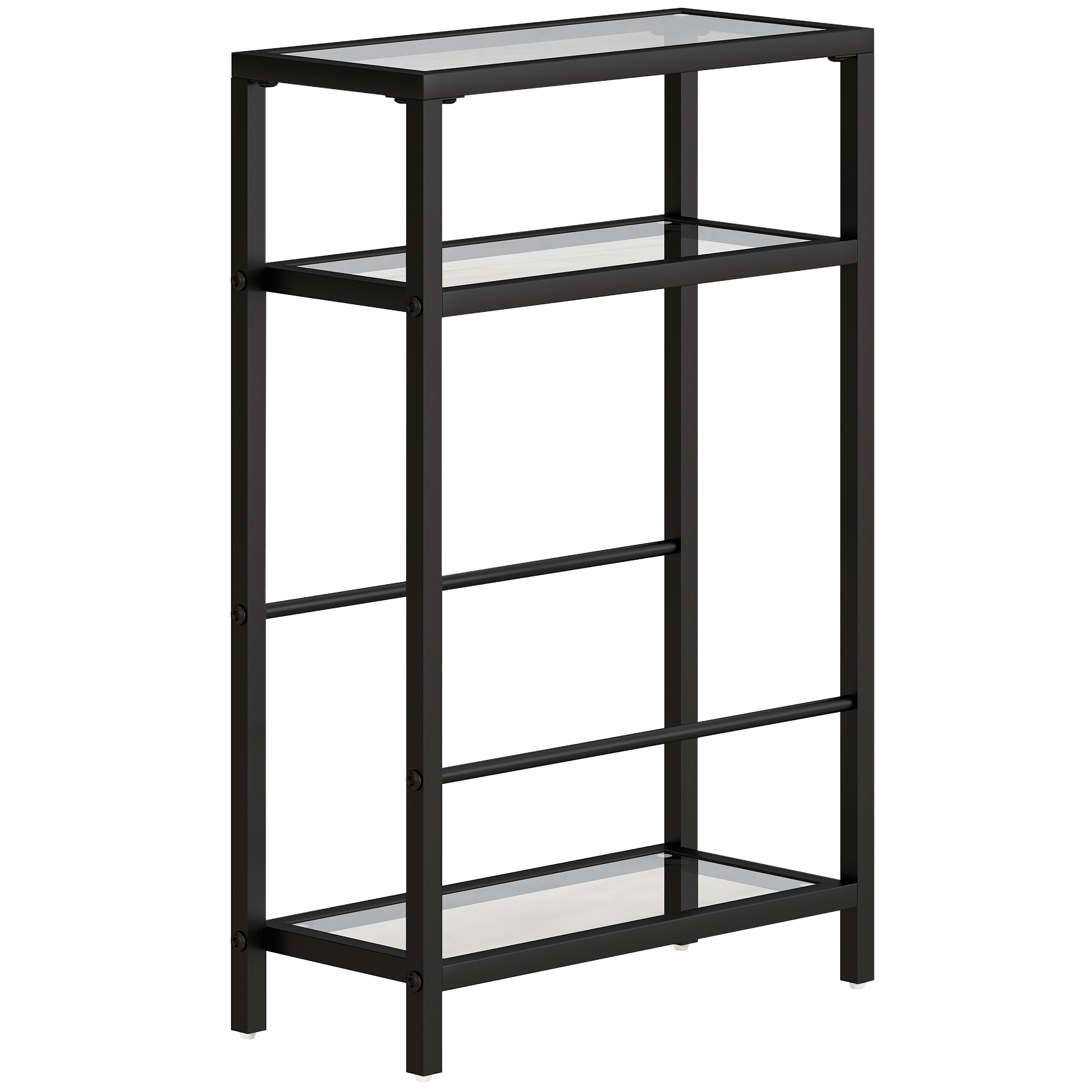 Iveridg Black Tempered Glass 3 Tier Side Table - 40cm