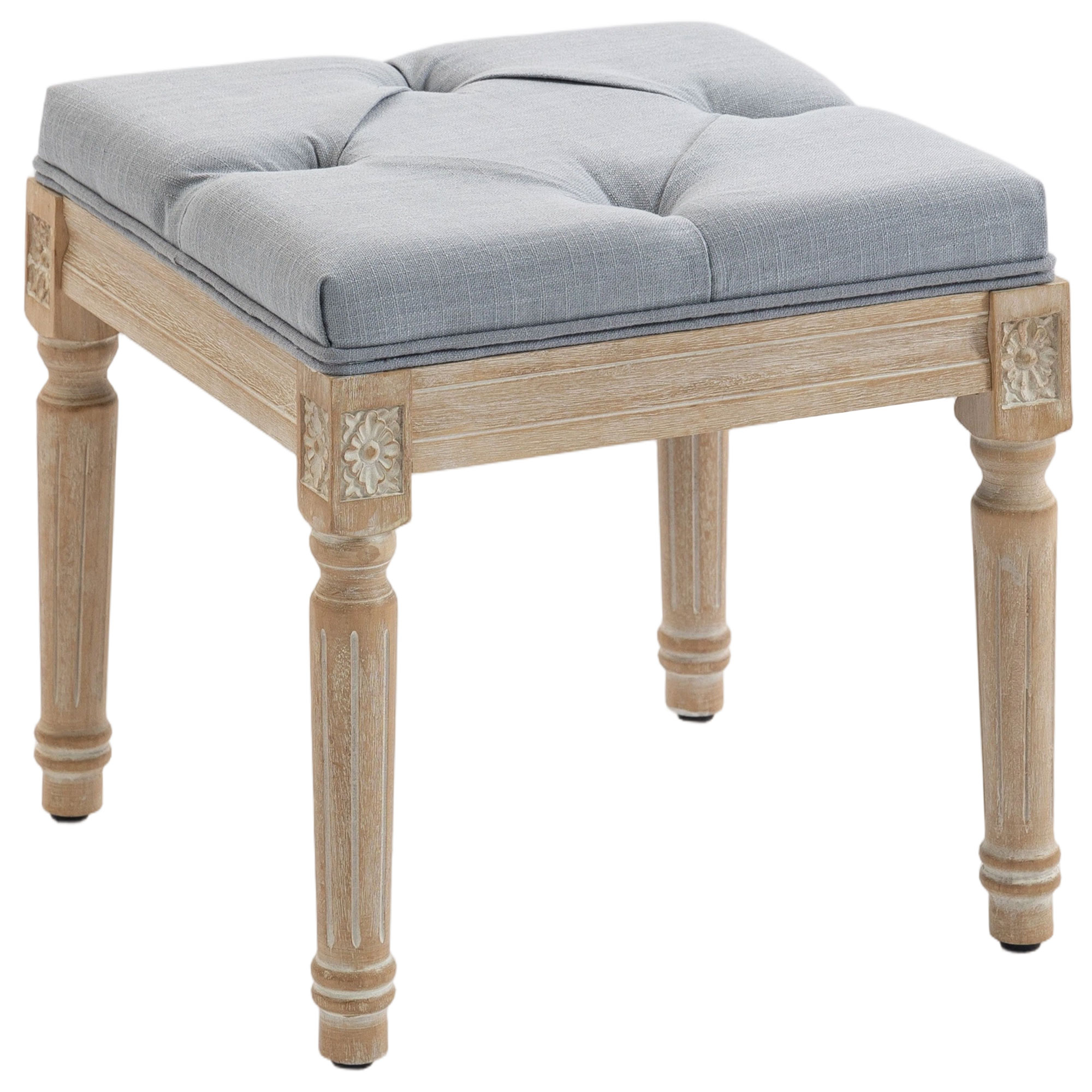 Lyrant Light Grey Wood Footstool - 40cm