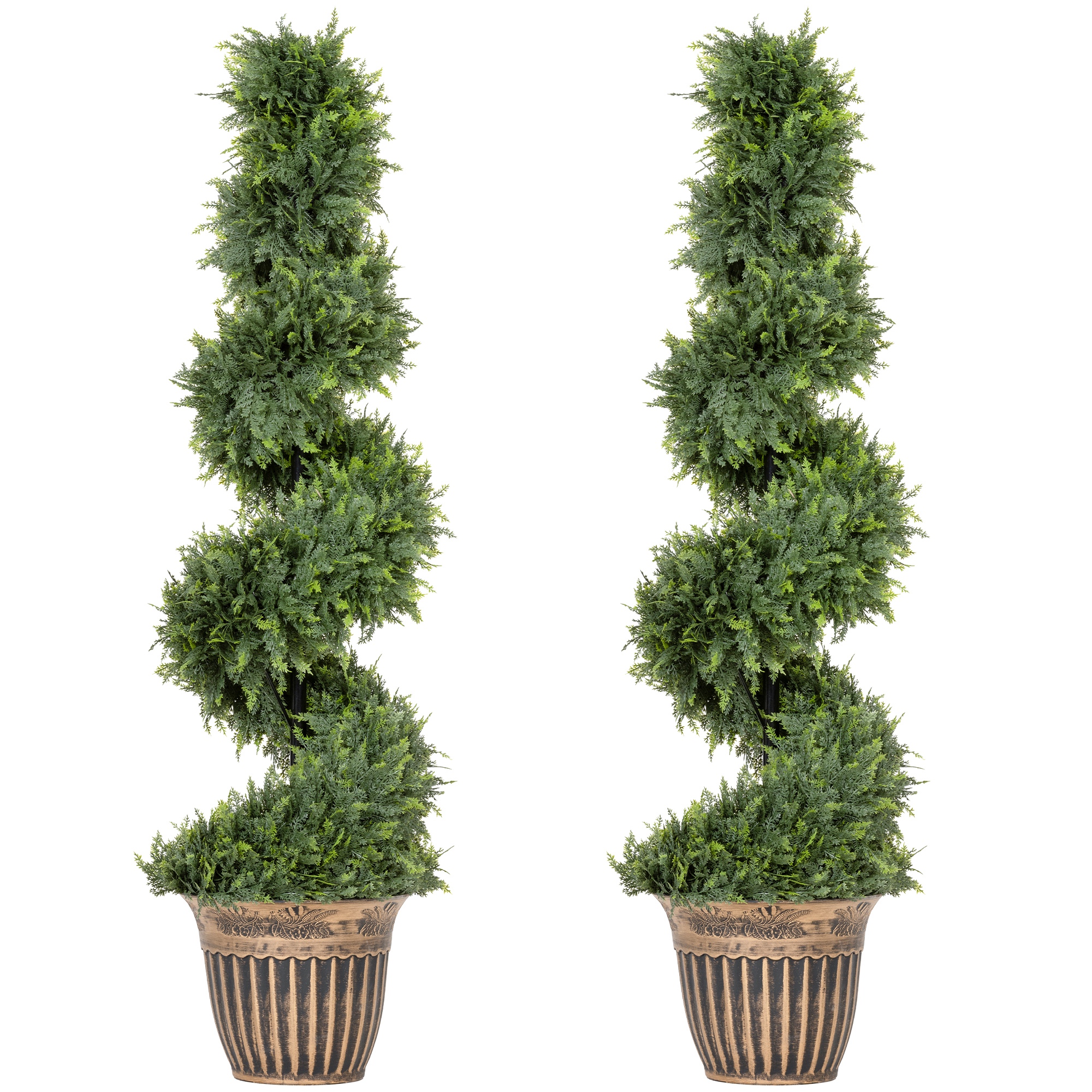 Norridg Green Steel Spiral Cypressd Artificial Plant Set of 2 - 120cm