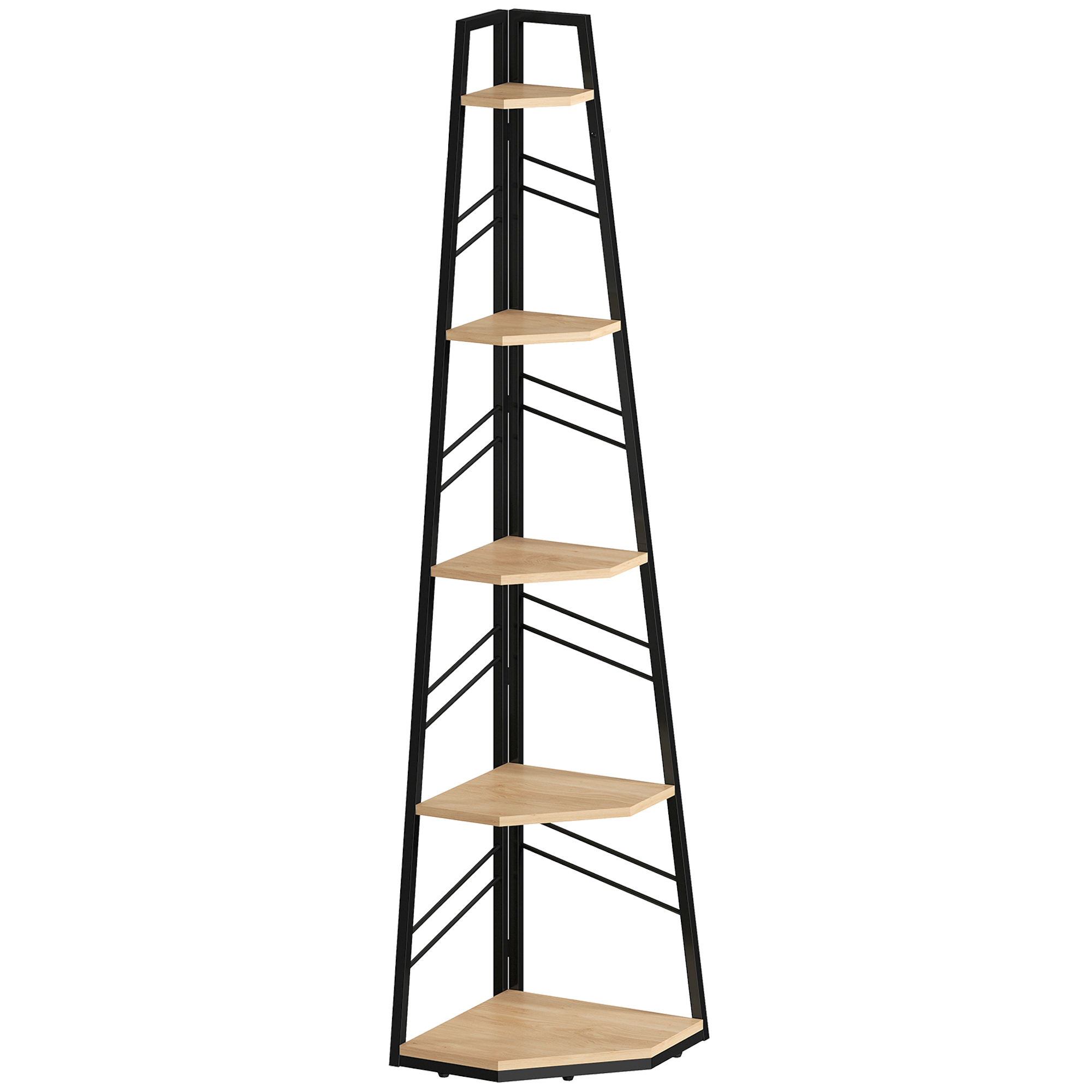 DALVALE Natural Metal 5 Tier Bookcase - 36.5cm