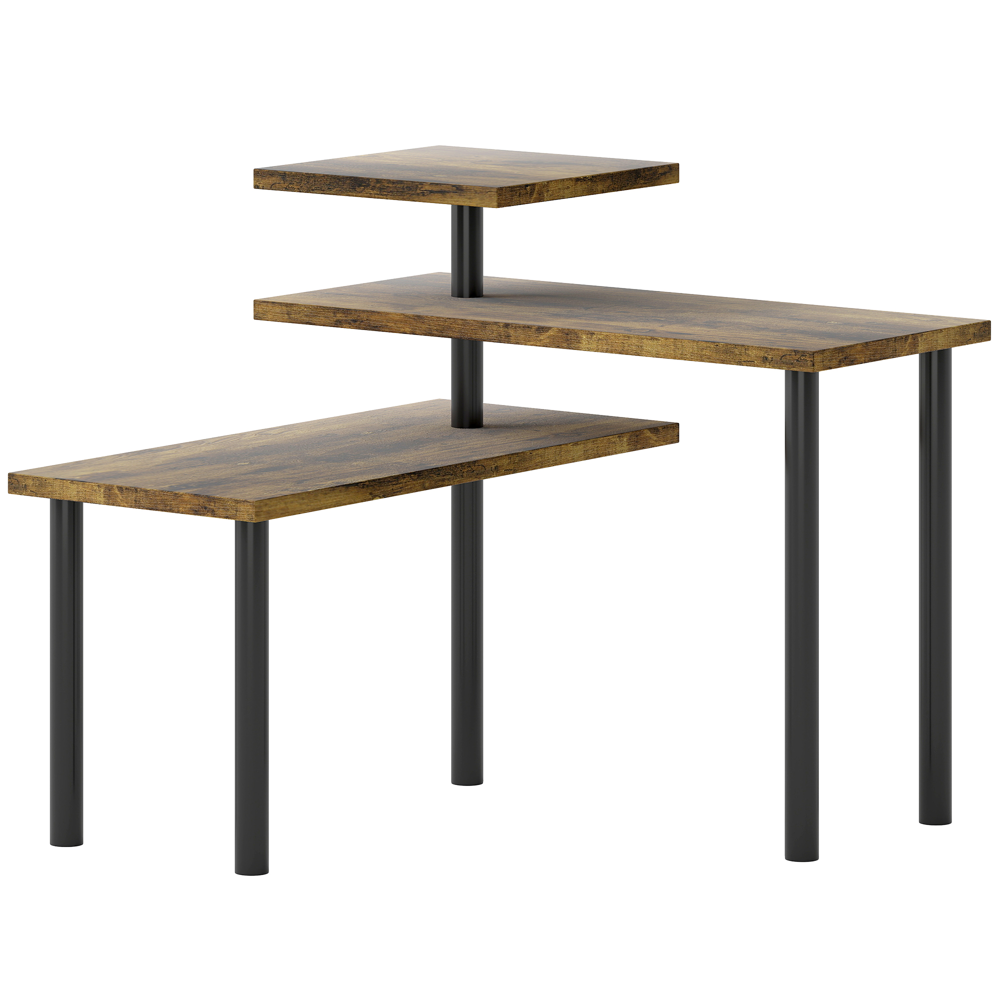 Zeneth Rustic Brown Metal 3-Tier Kitchen Countertop Organiser - 40cm