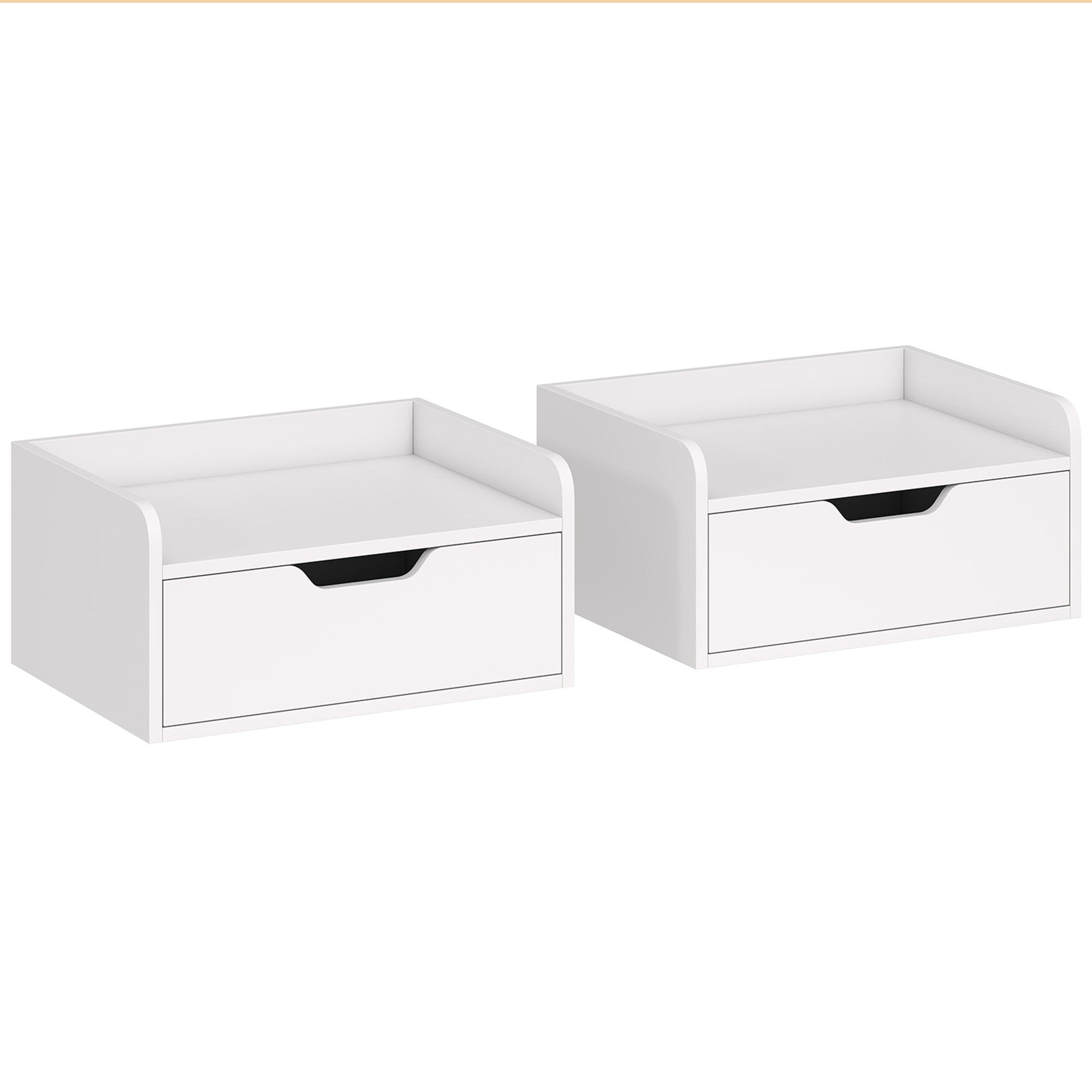 Yordene White Bedside Table Set of 2 - 40cm