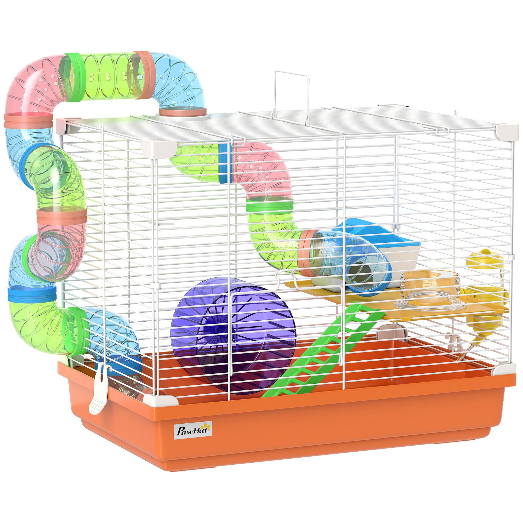 Kenshaw Orange Metal Hamster Gerbil Cage with Handle - 30cm