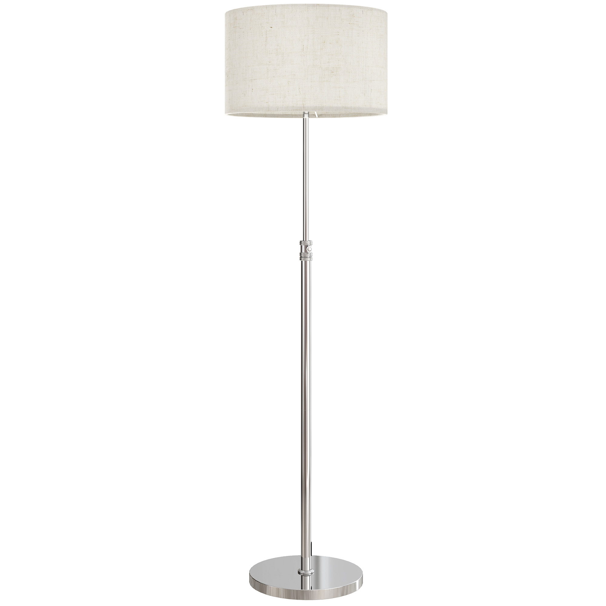 ARVASTYN Height Adjustable Dimmable Floor Lamp with Remote, Linen Shade and Foot Switch - Silver Tone and Beige