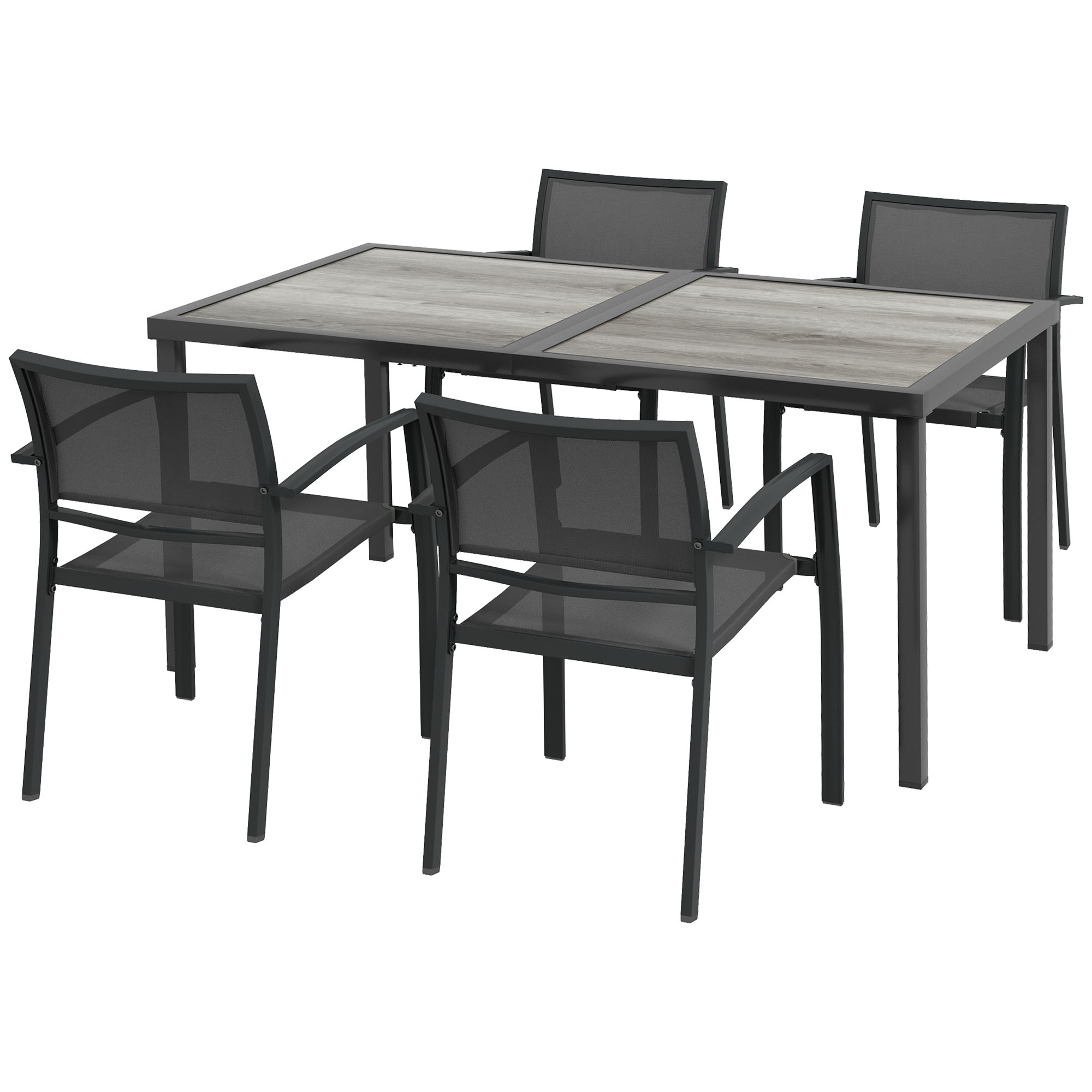 Oakmore Grey Steel 4 Seater Dining Set - 87cm