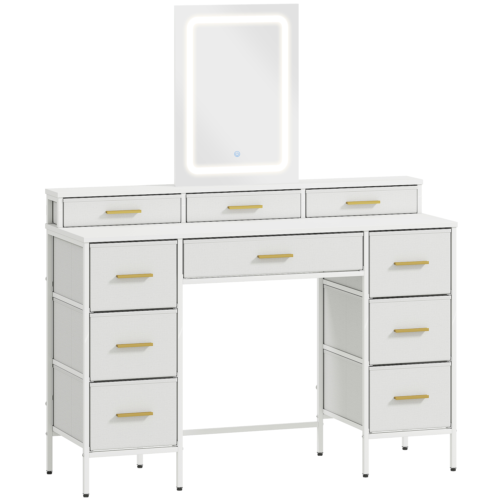 Zenona White Dressing Table with LED Mirror - 118.5cm