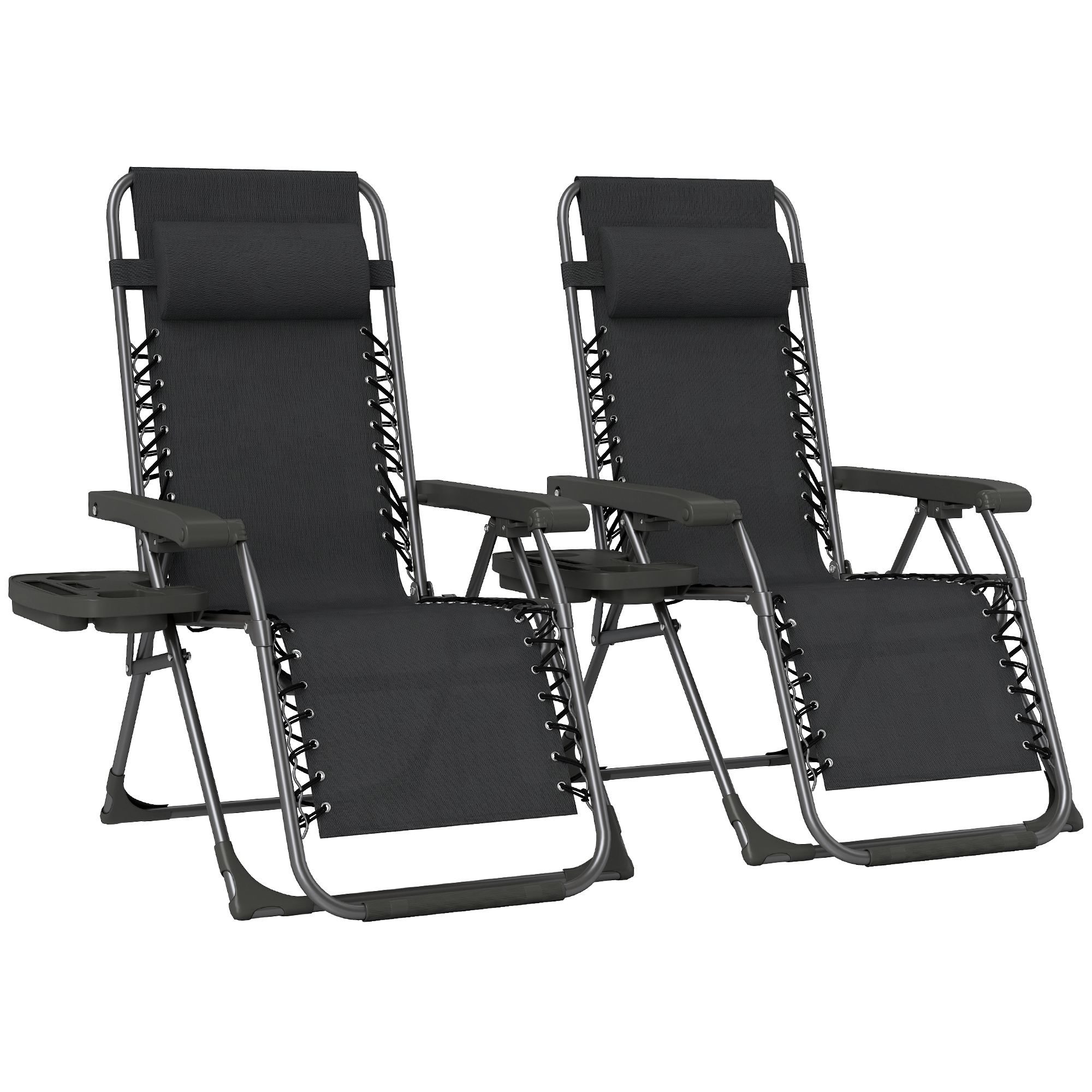Winbyrn Black Steel Sun Lounger Set of 2 - 63cm