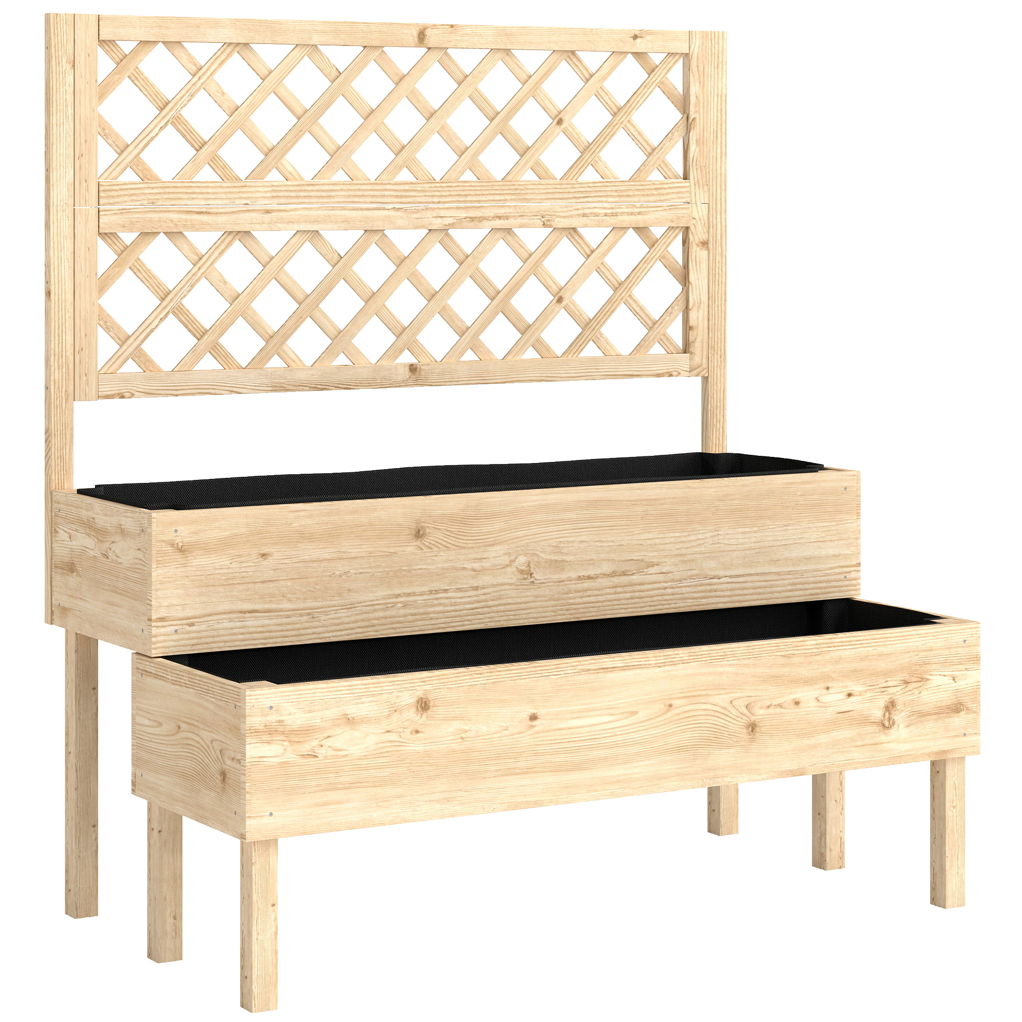 Solia Natural Fabric Garden 2 Tier Raised Bed Planter - 108cm