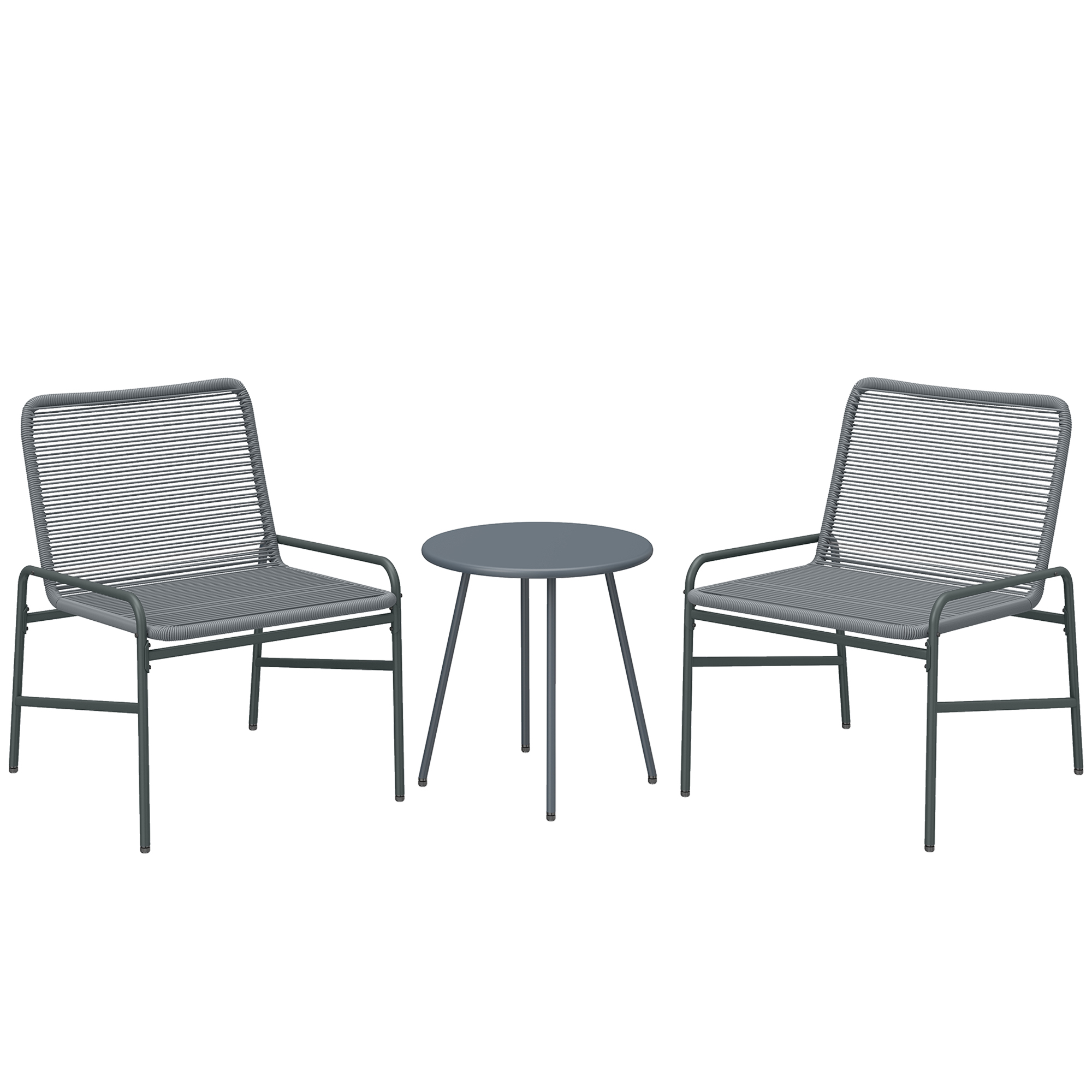 Yormore Dark Grey 3 Pieces Rattan Garden Furniture Set - 58cm