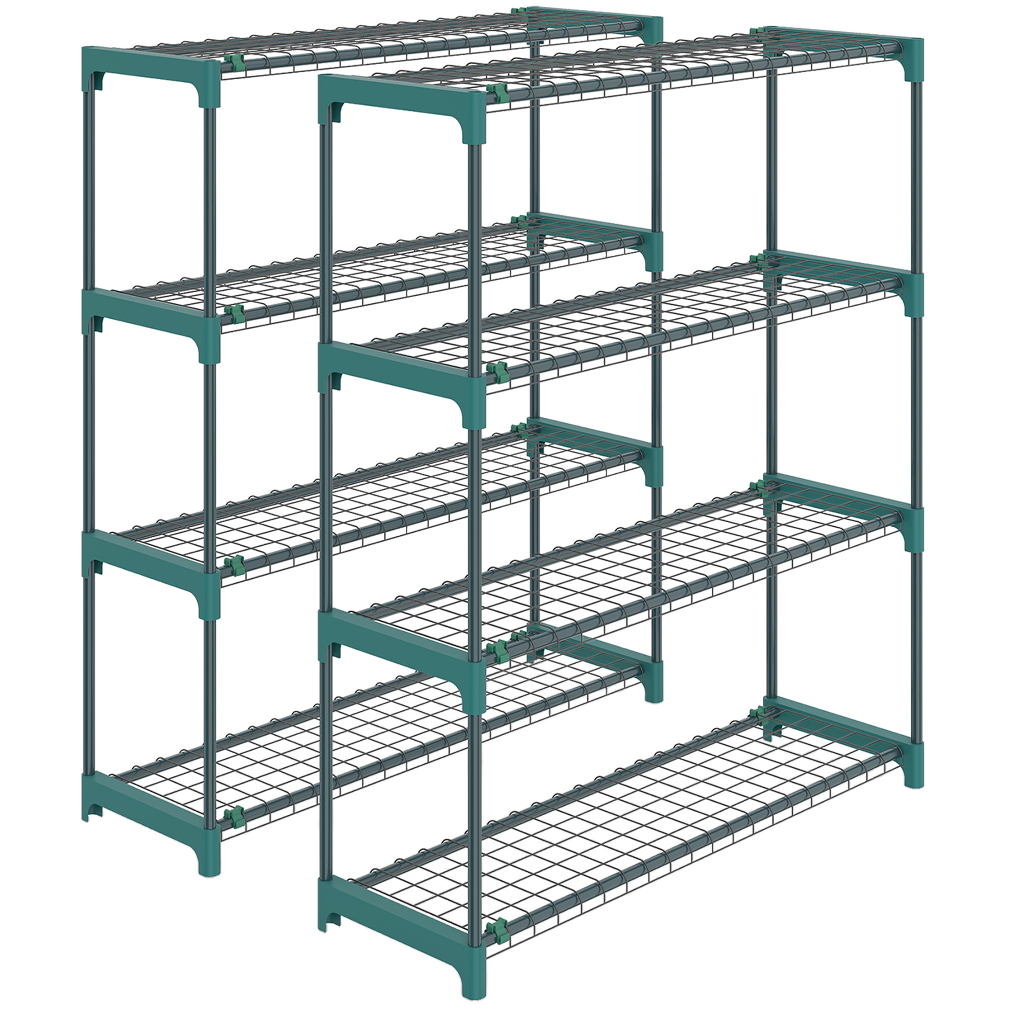 Serix Dark Green Steel 4 Tier Plant Stand Set of 2 - 28cm