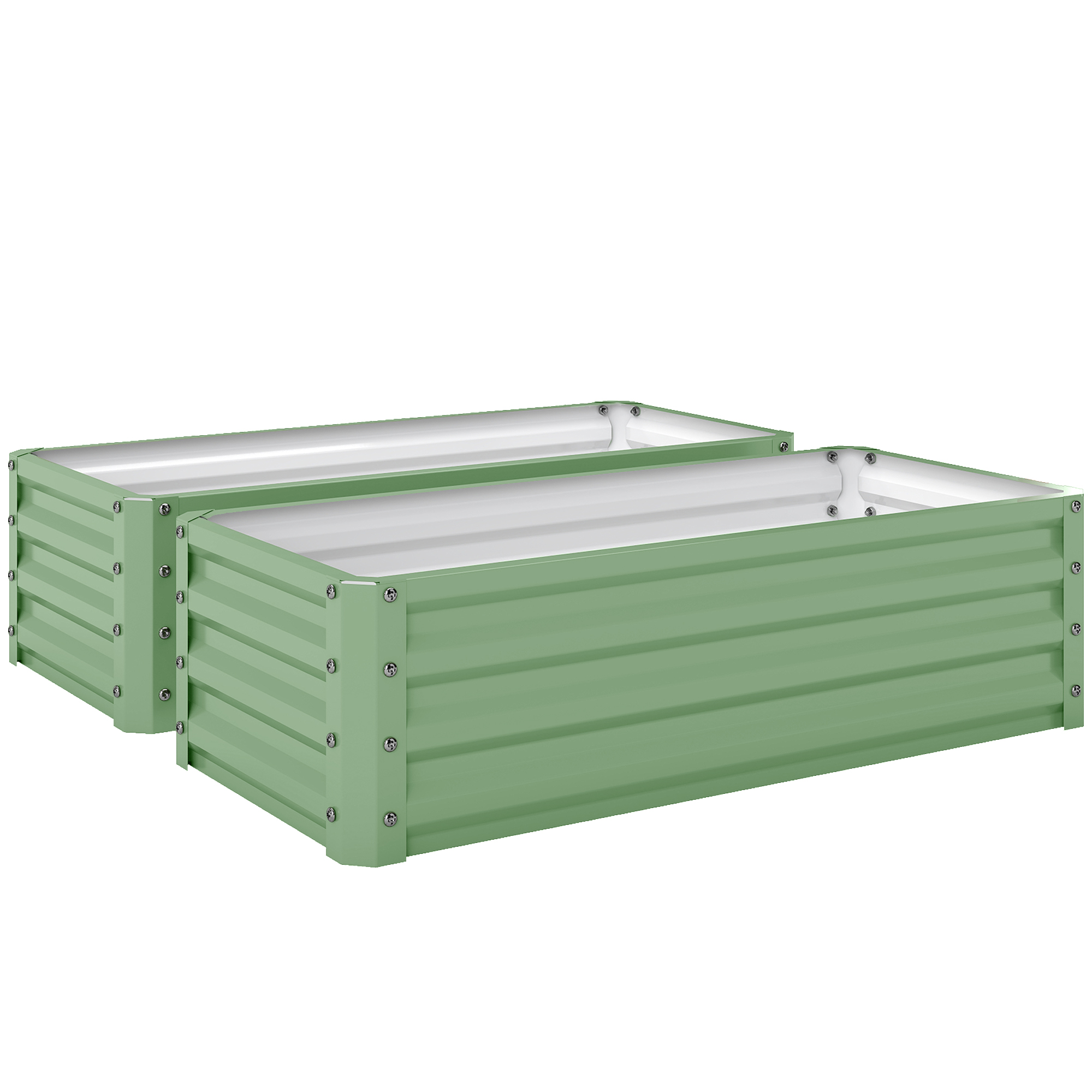 Qualoft Light Green Steel Planter Set of 2 - 50cm