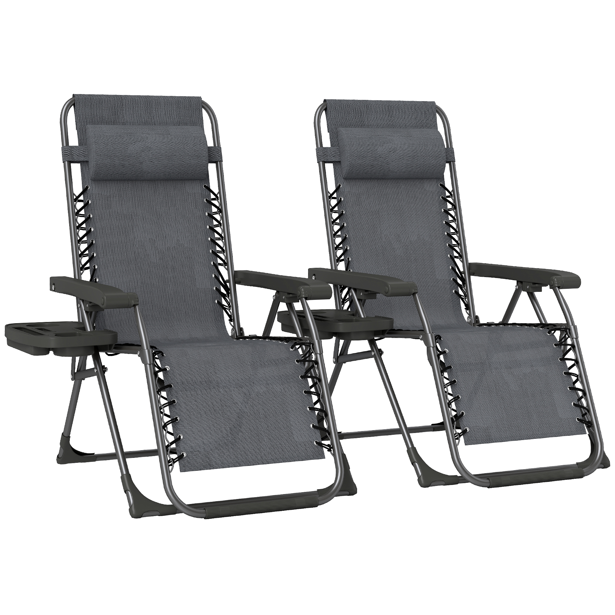 Winbyrn Dark Grey Steel Sun Lounger Set of 2 - 63cm