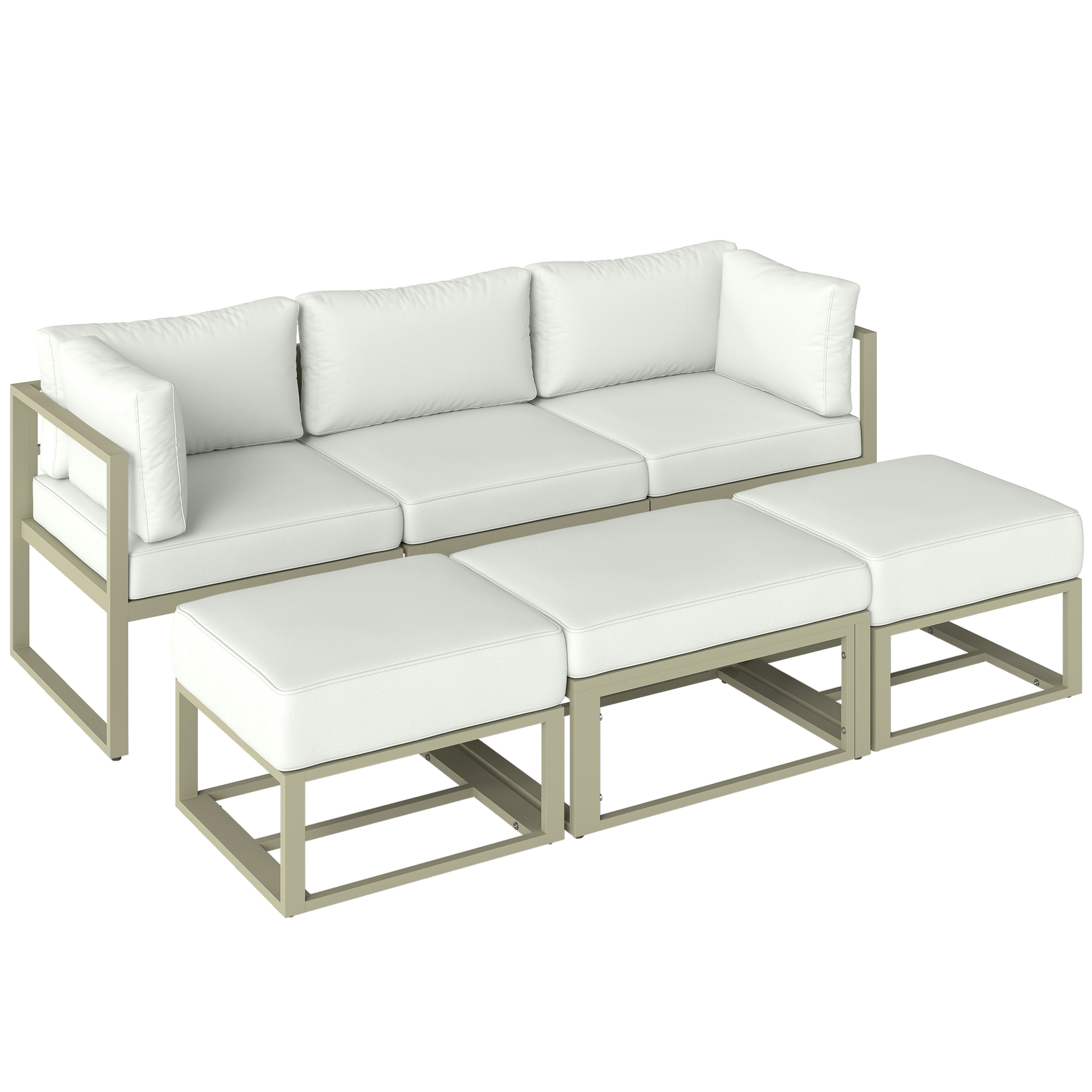 Oakheir Cream White Aluminium 6 Piece Sectional Sofa Set - 65cm