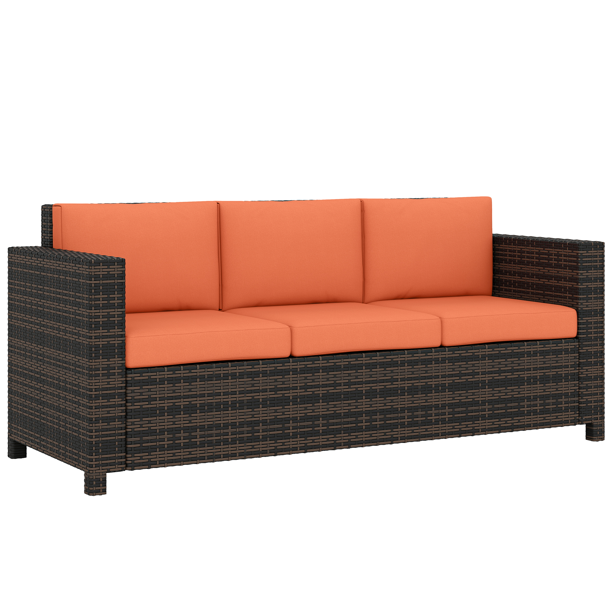 Vantmon Steel Rattan Garden 3 Seater Sofa - Orange