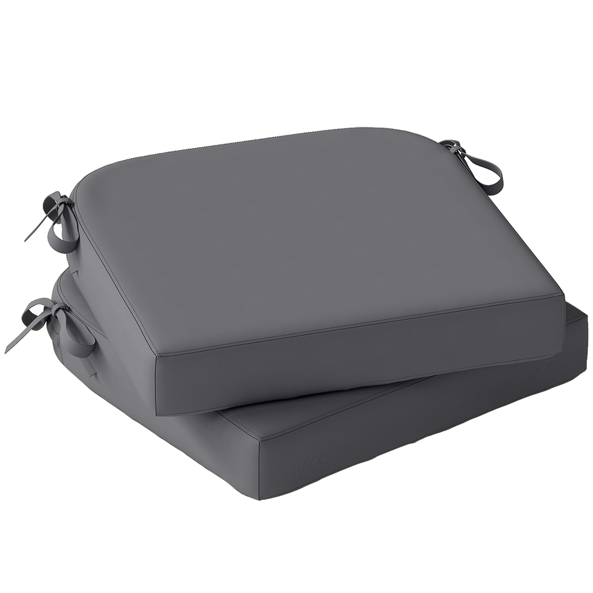 Staford Dark Grey Polyester Chair Seat Cushions Set of 2 - 40cm