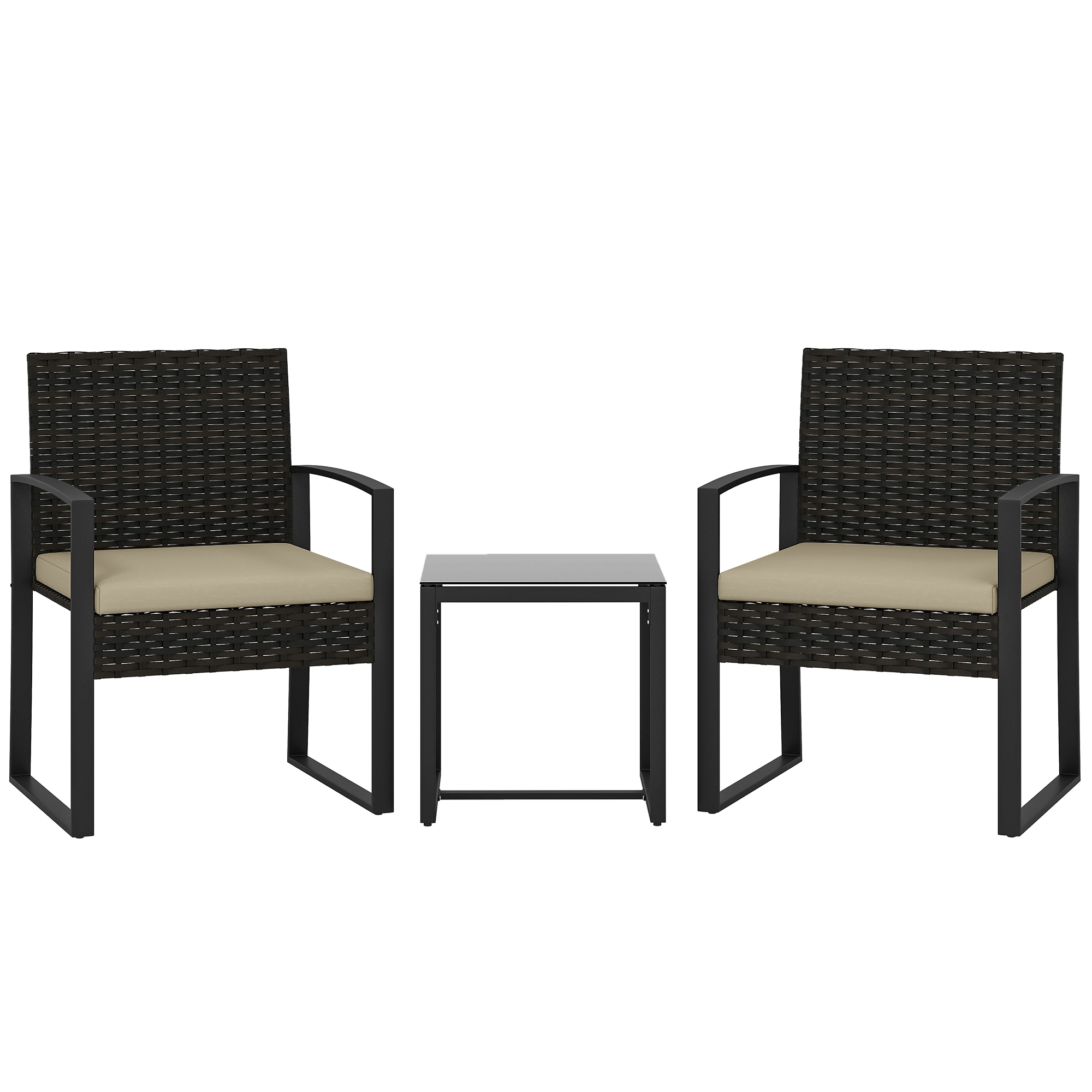 Elmmont Khaki PE Rattan 3 Pieces Garden Furniture Set - 55cm