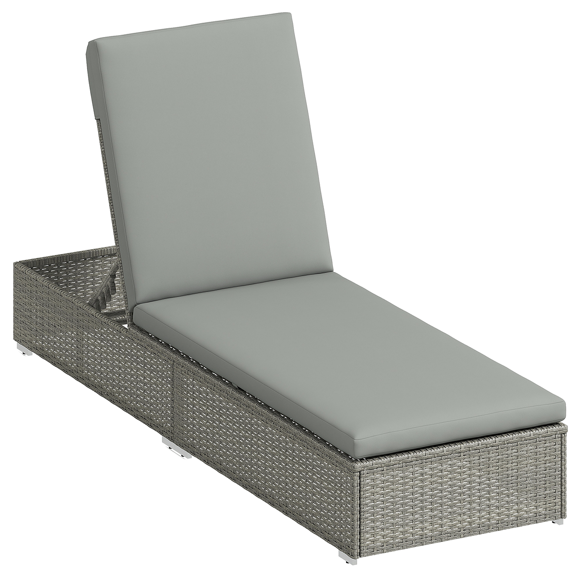 Marwood Light Grey PE Rattan Sun Lounger - 60cm