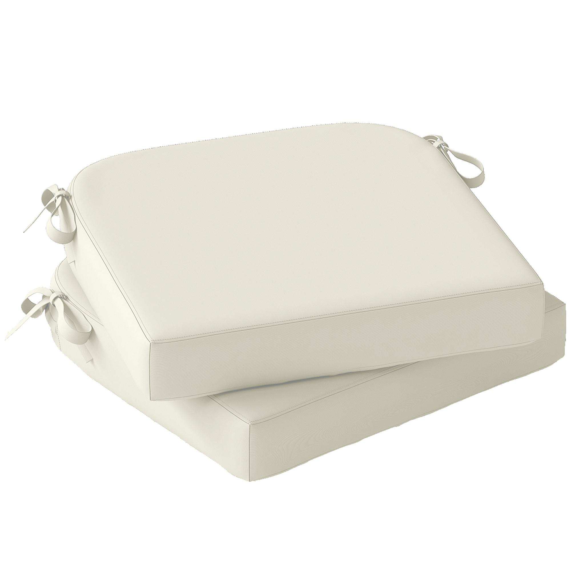 Staford Cream White Polyester Chair Seat Cushions Set of 2 - 40cm