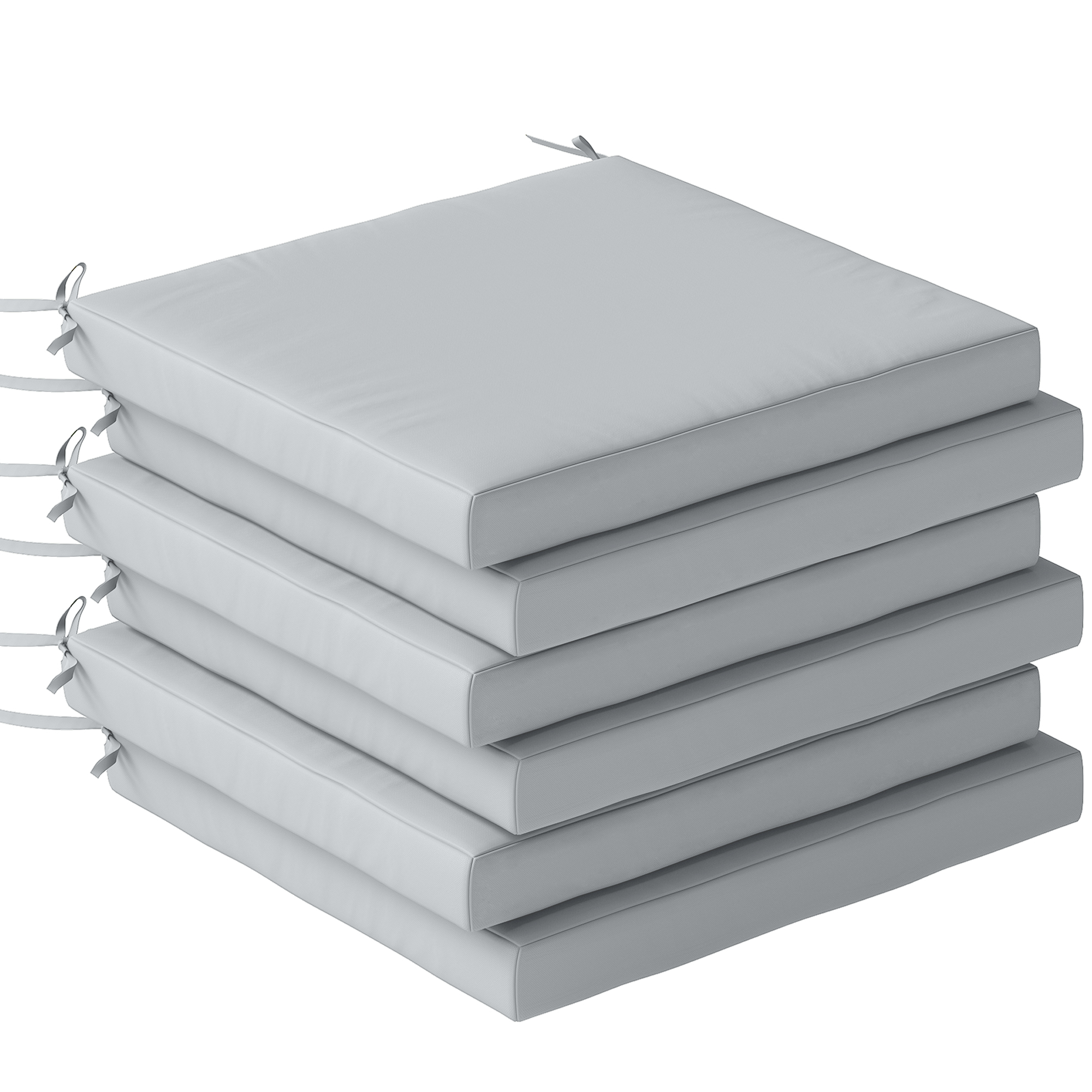Glywick Light Grey Polyester Chair Cushions Set of 6 - 46cm