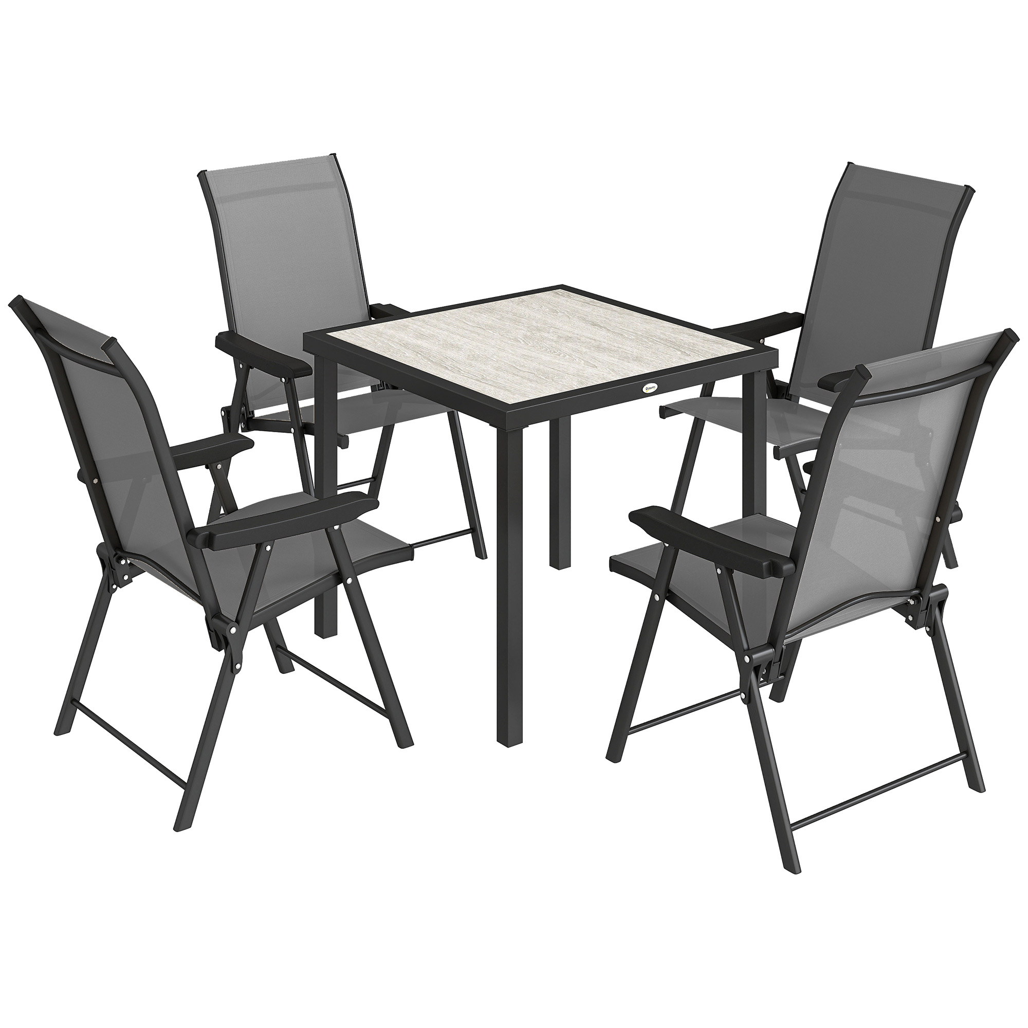 Winwold Grey Fabric Dining Set with Square Table - 80cm