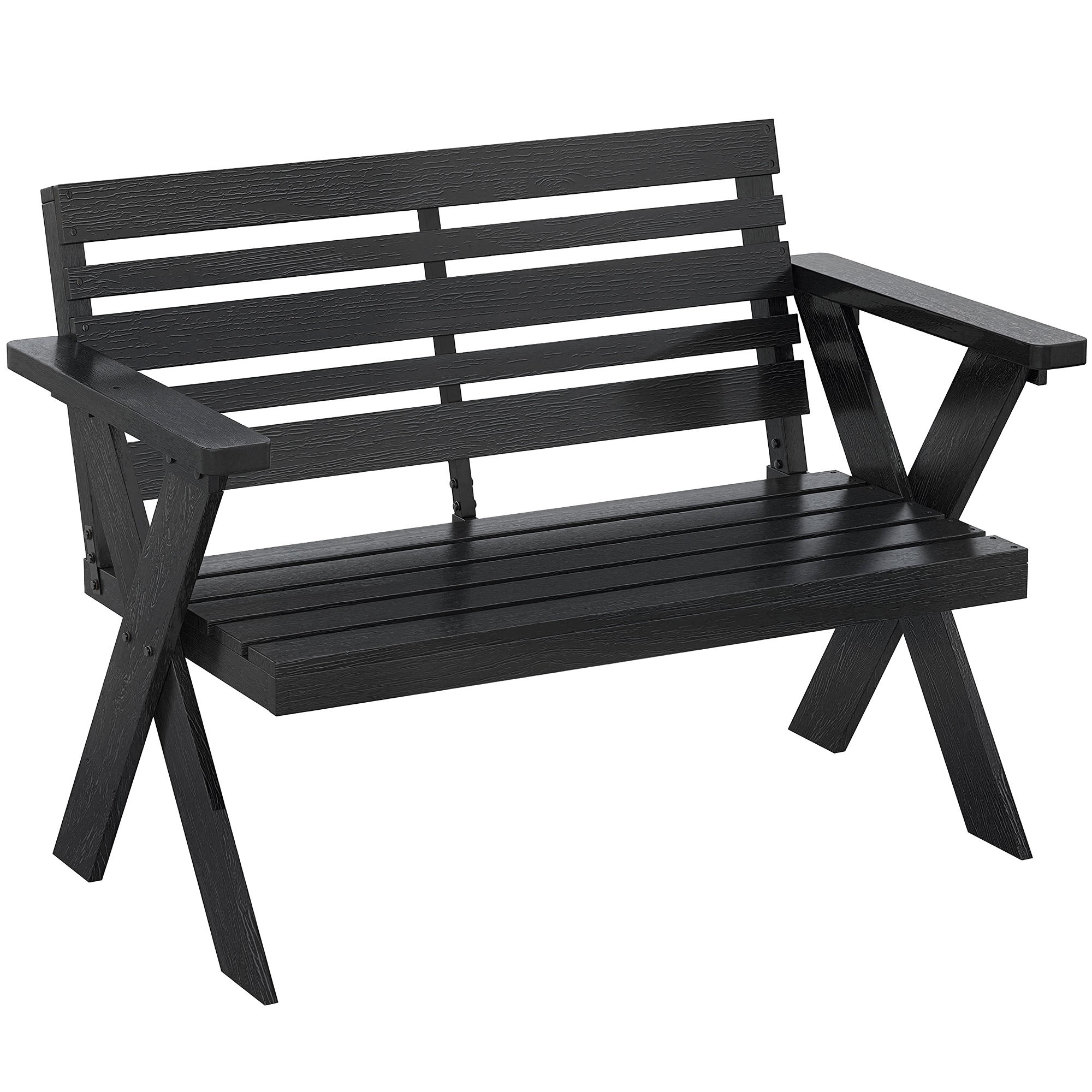 Foxara Black Fir Wood Bench - 115cm