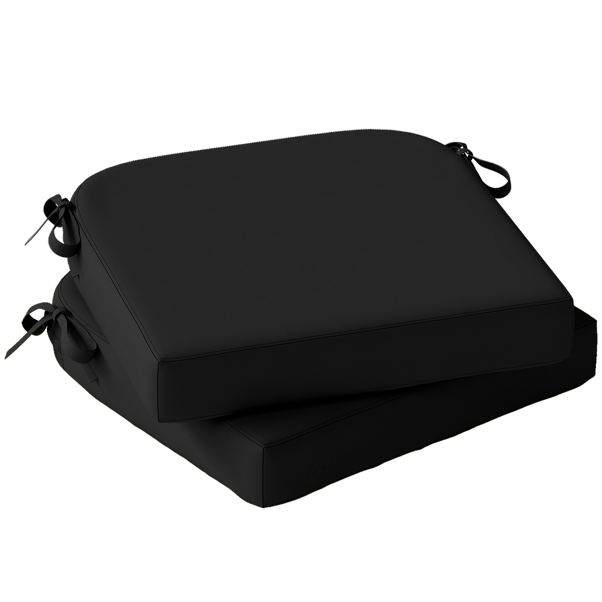 Staford Black Polyester Chair Seat Cushions Set of 2 - 40cm