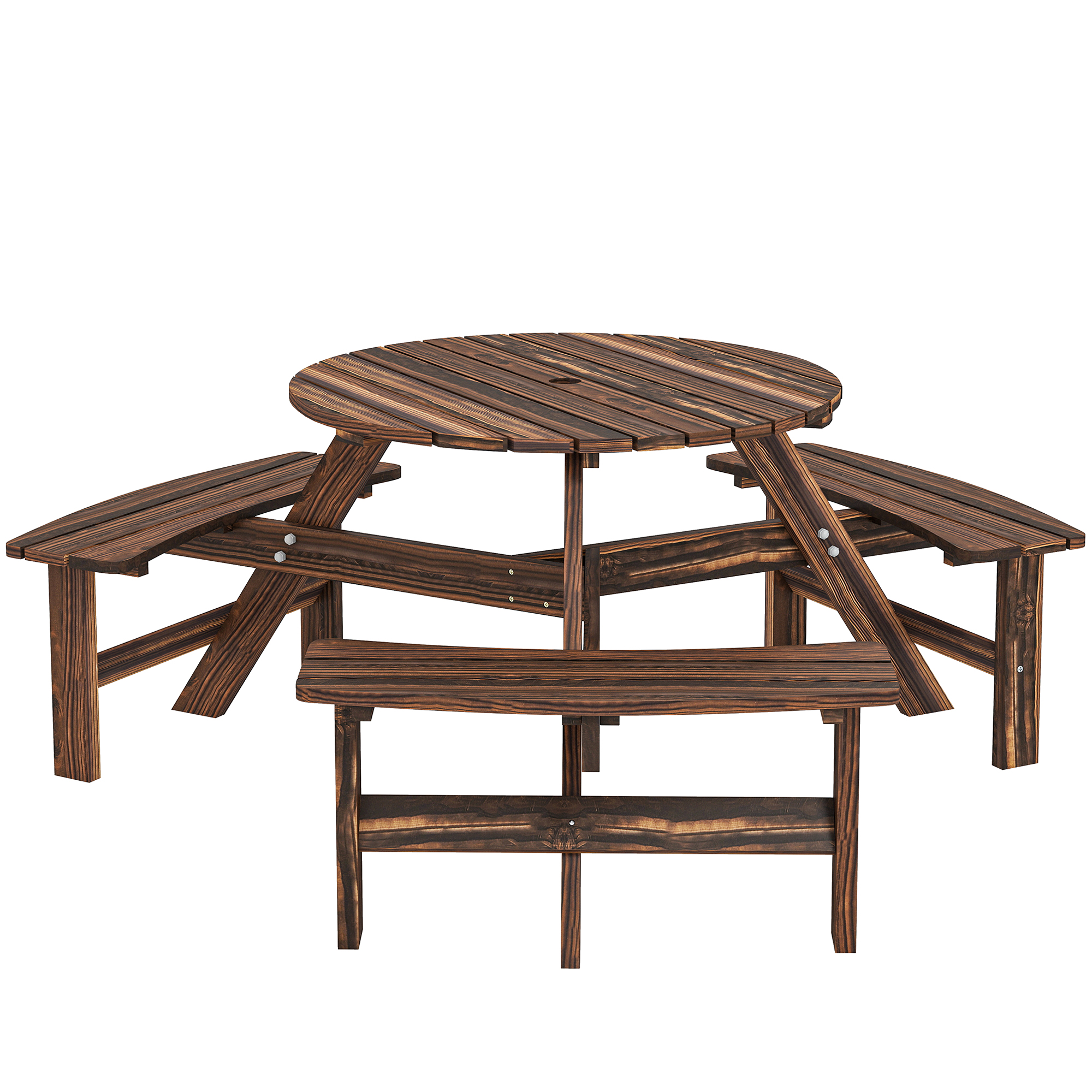 Rosbyrn Carbonised Fir Wood 6 Seater Dining Set - 178cm