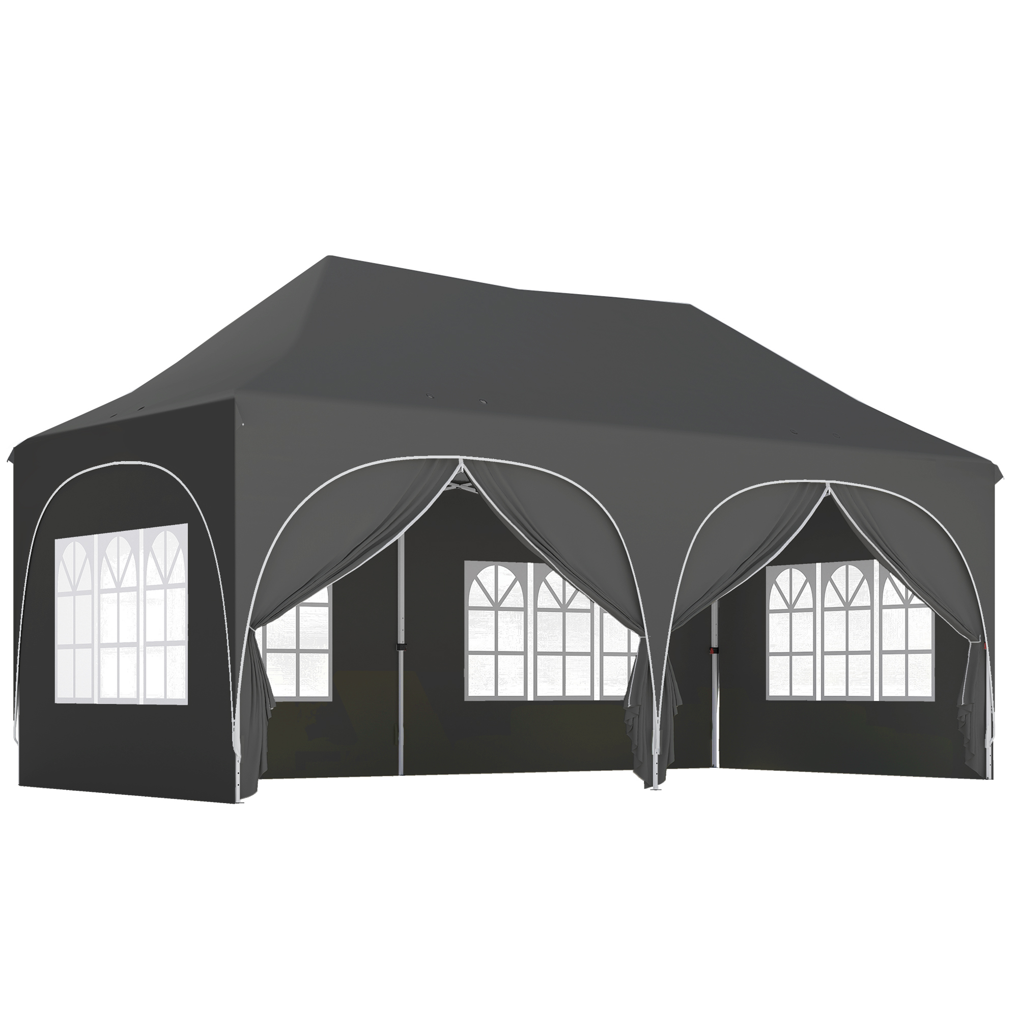 Dorcrof Dark Grey Metal 3x6m Pop Up Gazebo Shelter with Sides - 300cm