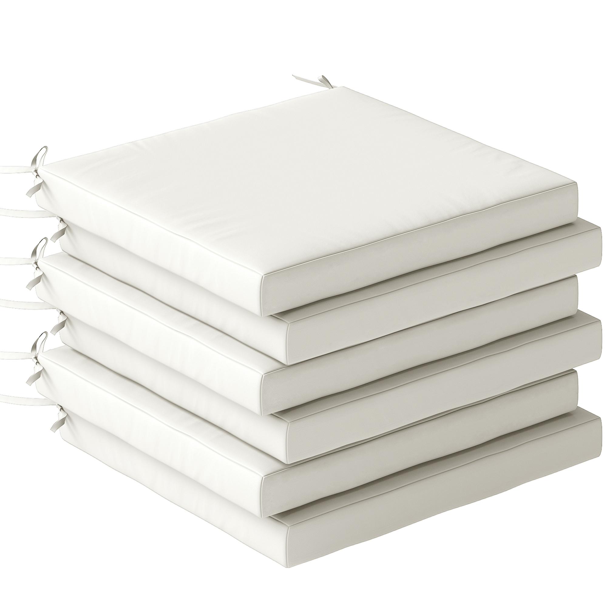 Glywick Cream White Polyester Chair Cushions Set of 6 - 46cm