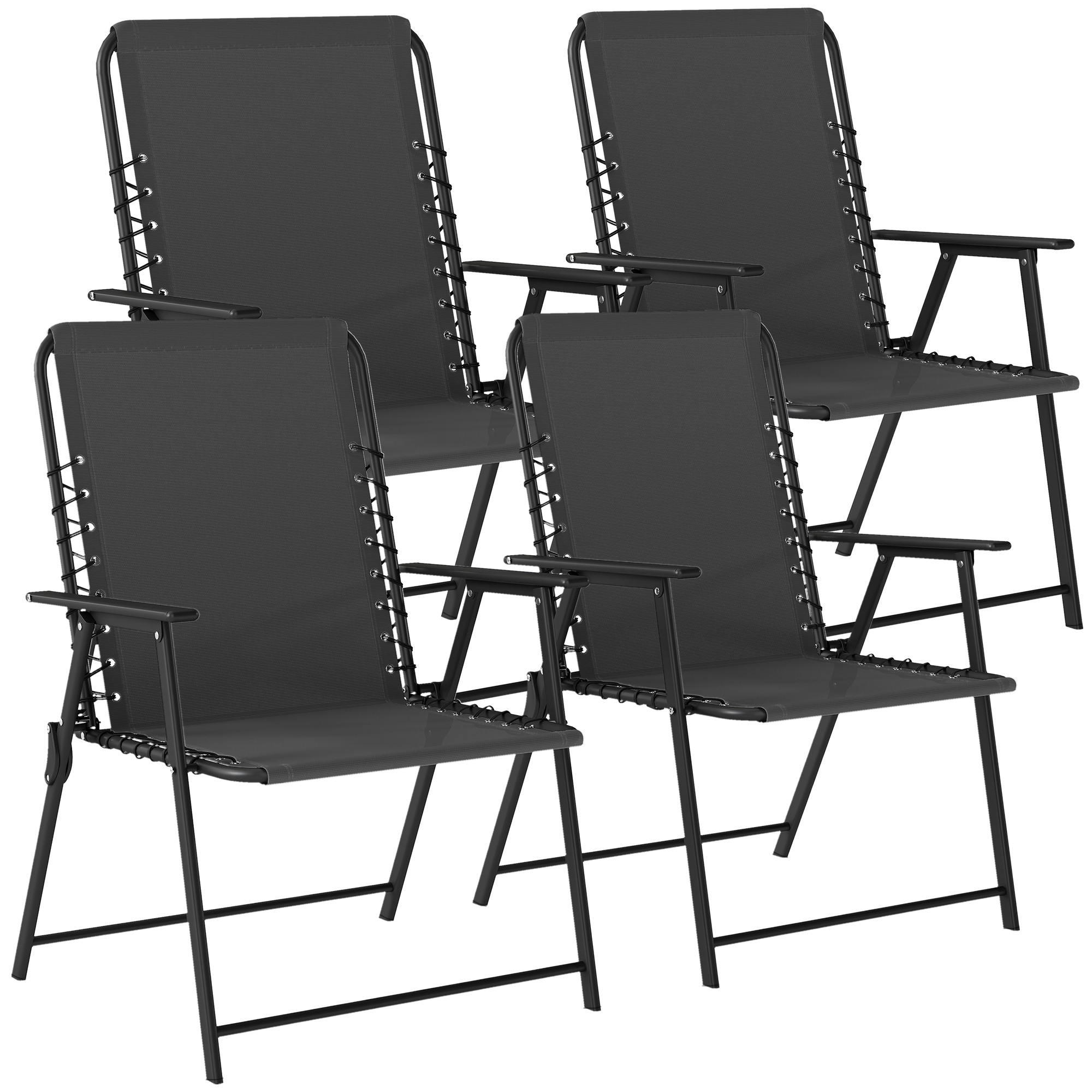 Winvale Black Steel Folding Chairs Set of 4 - 60cm
