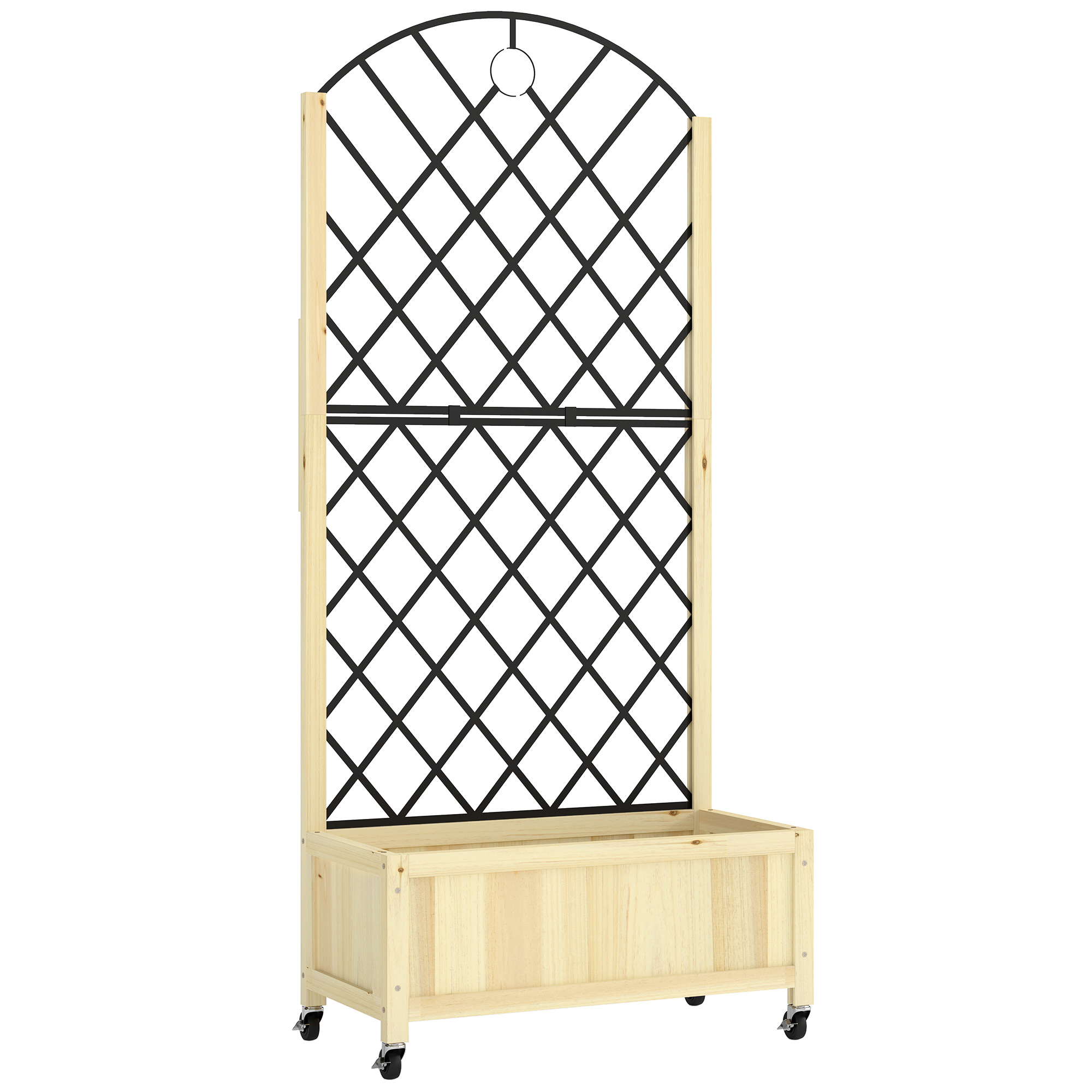 Oakbyrn Natural Fir Wood Garden Bed with Trellis Planter - 72cm