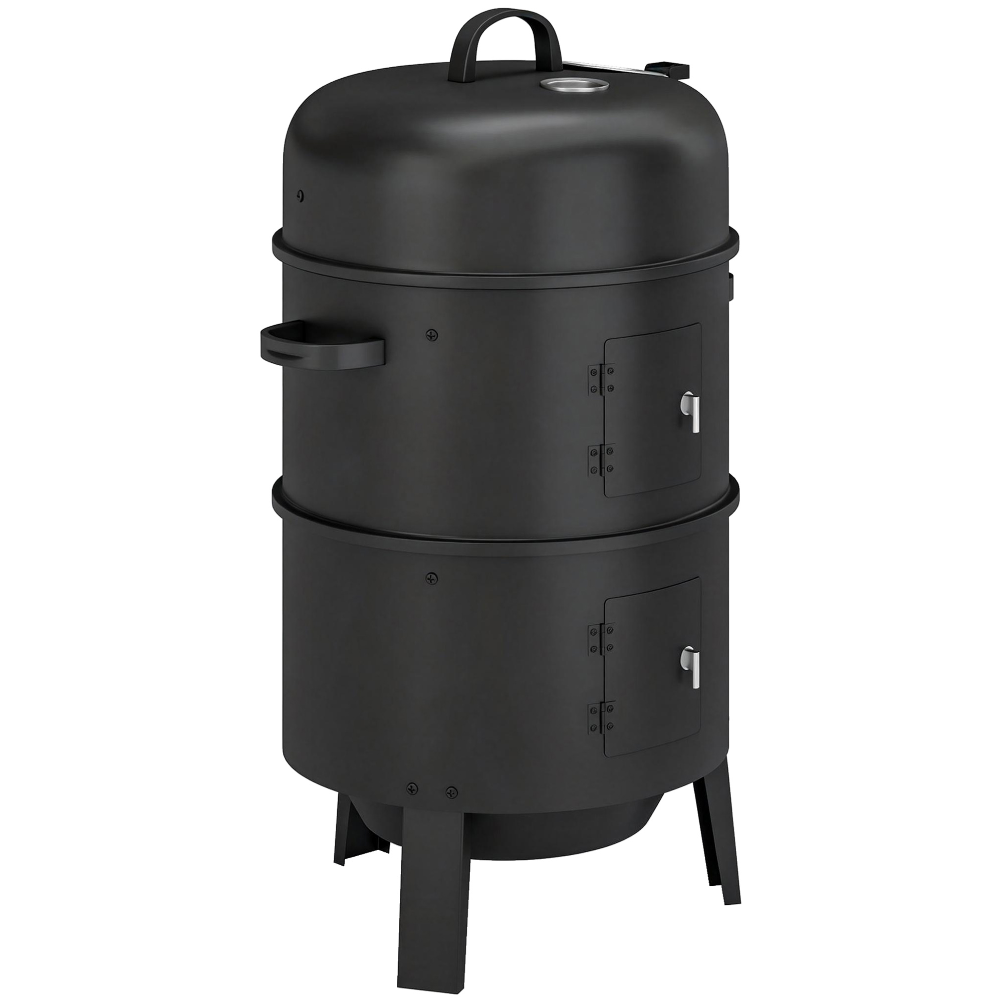 Halar Black Aluminium Charcoal Smoker with 2 Grill Grates - 52cm
