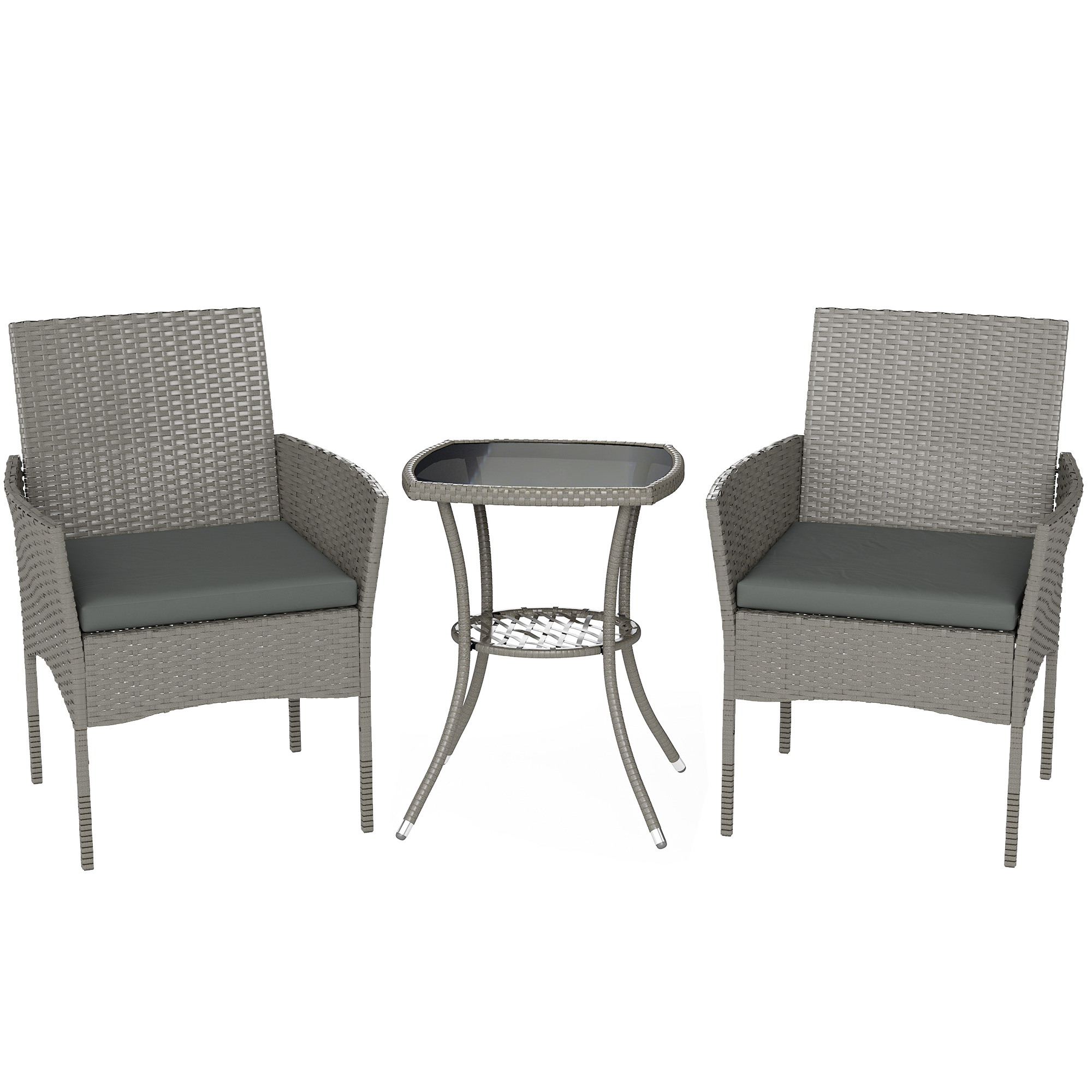 Wexcrof Dark Grey PE Rattan 3 Pieces Garden Furniture Set - 58cm