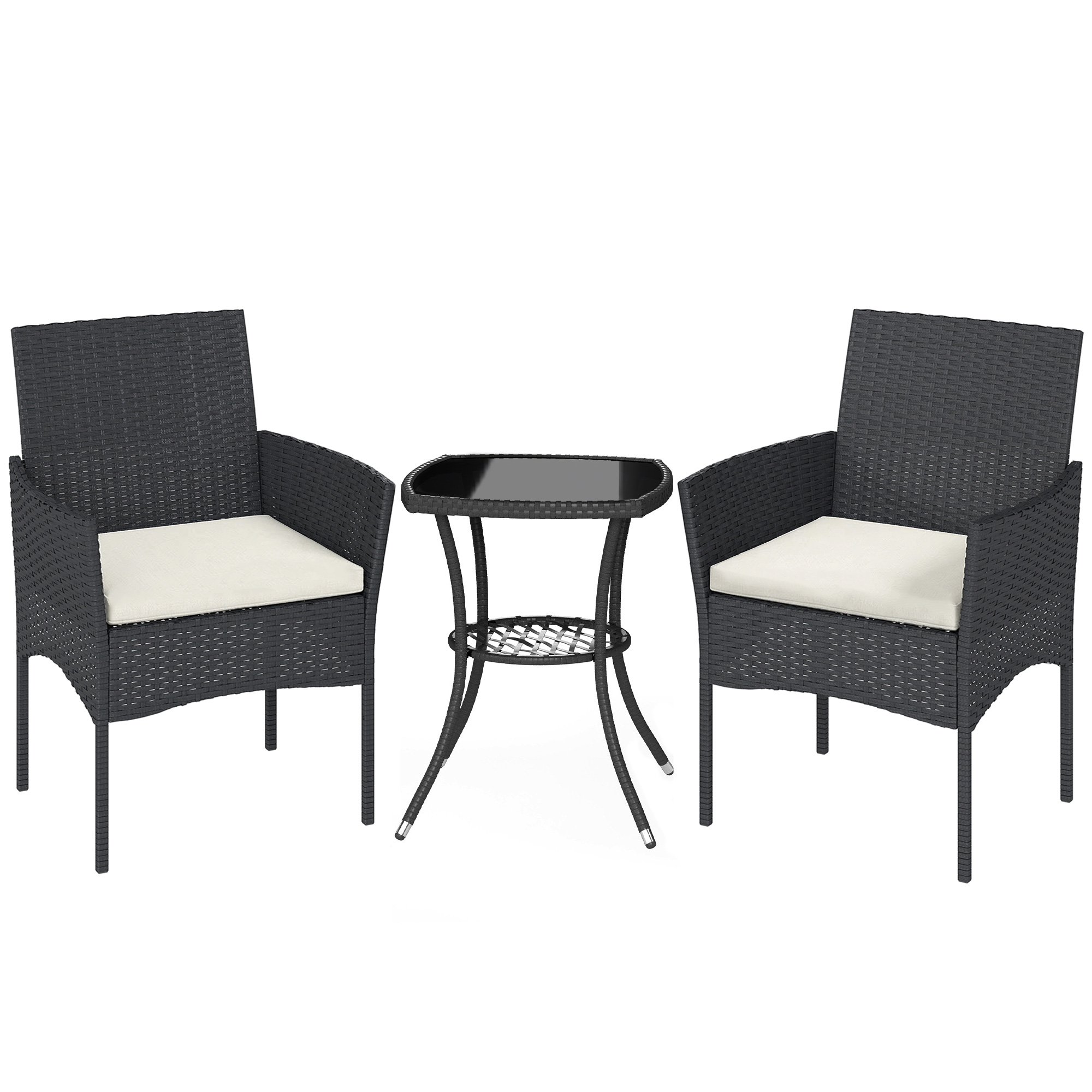 Wexcrof Cream White PE Rattan 3 Pieces Garden Furniture Set - 58cm