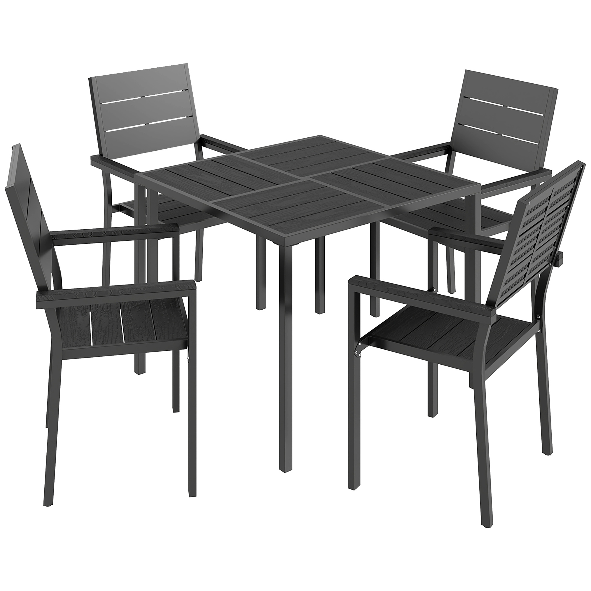 Greune Black Metal Table and Chairs Set - 86cm