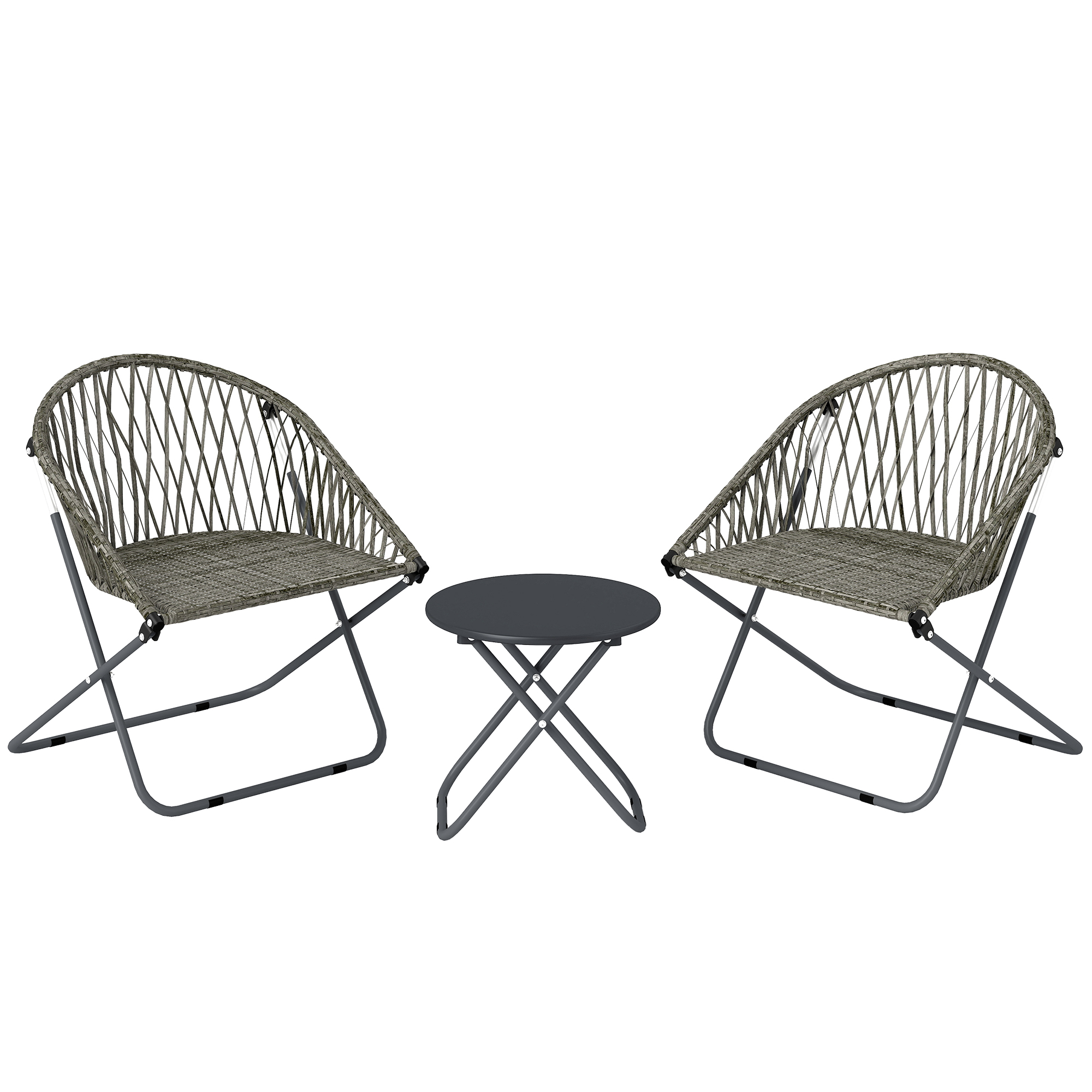Norion Grey Rattan Table and Chair Set - 66cm