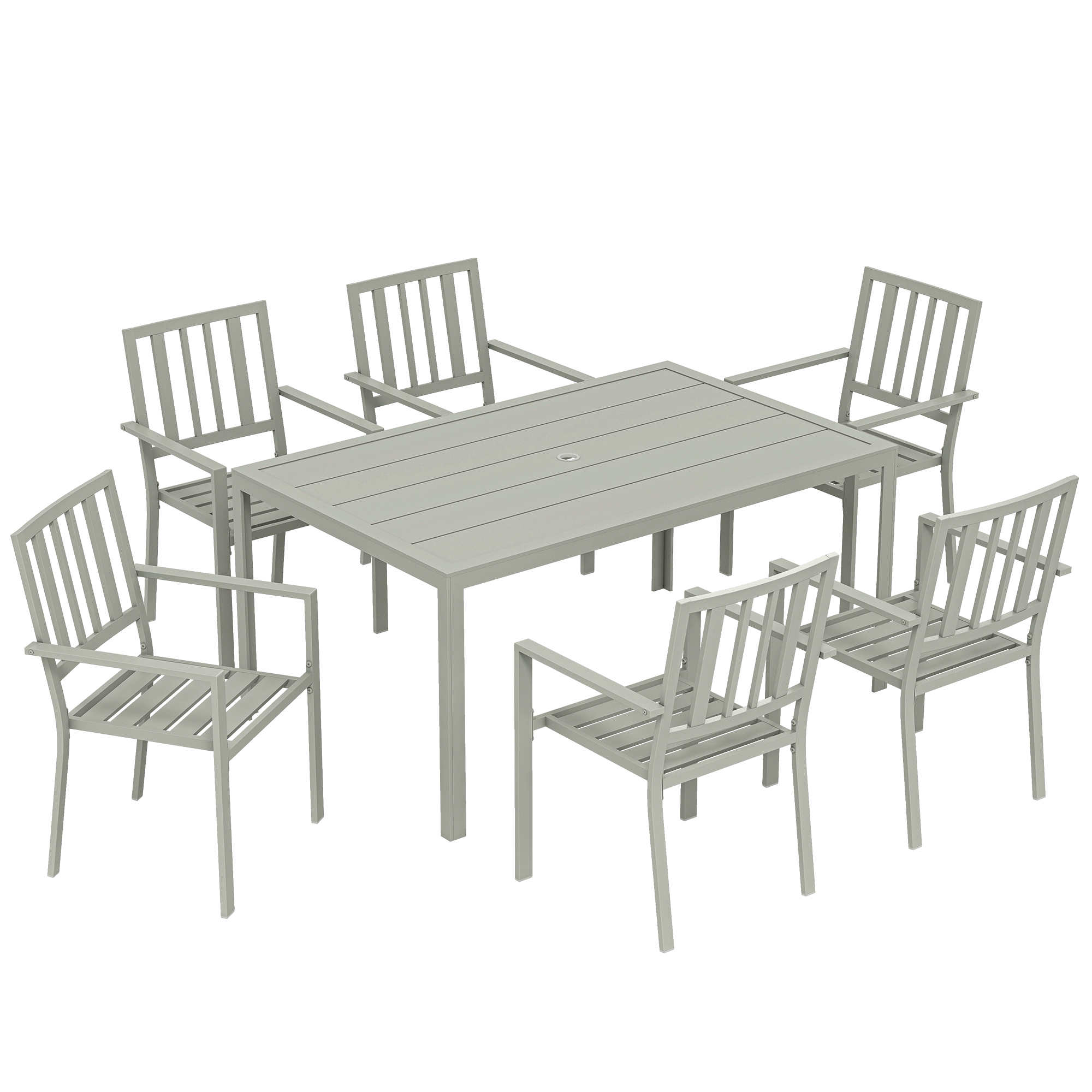 Oakshaw Light Grey Steel Table and Chairs Set - 96.5cm